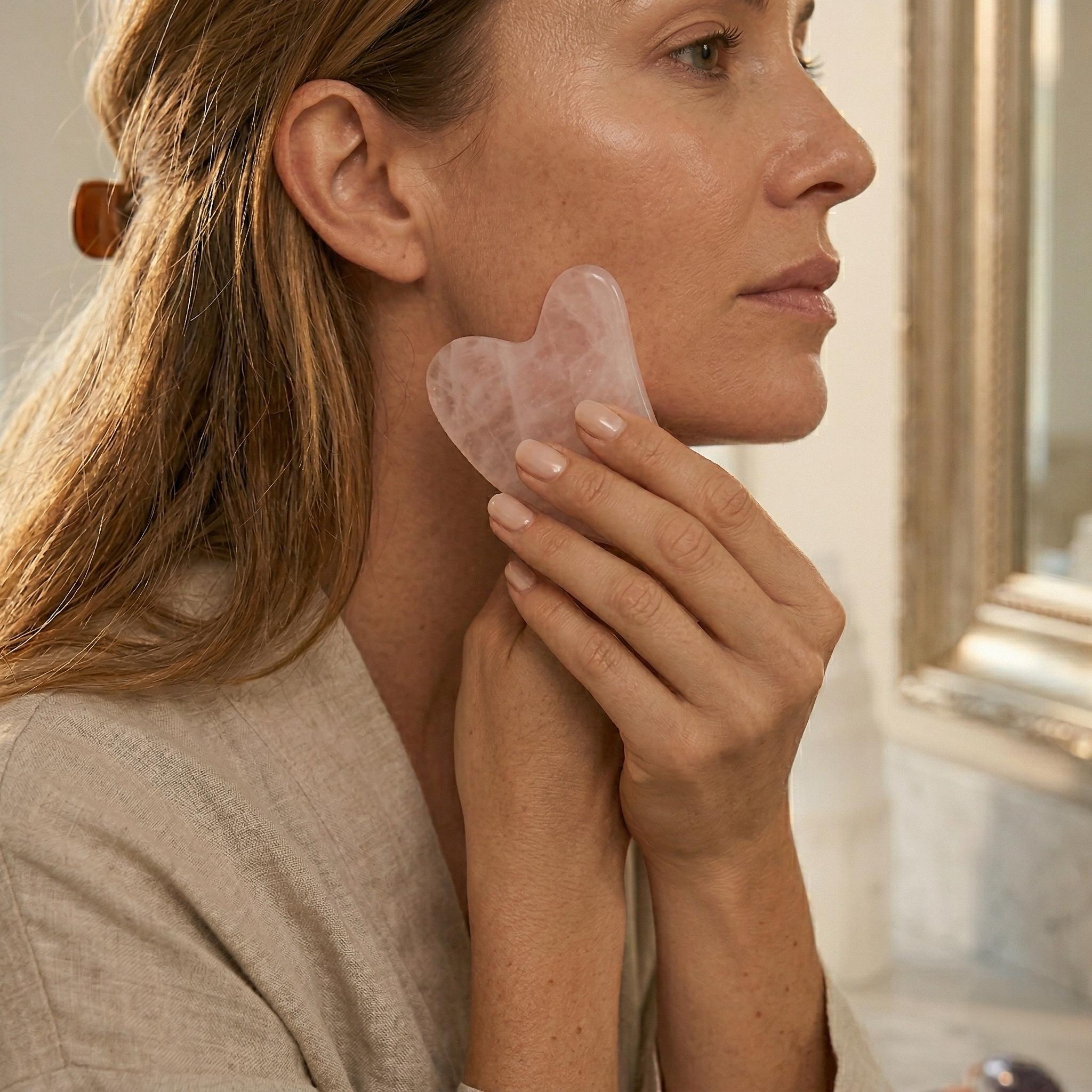 Mother’s Day Crystal Self-Care Gift Box – Rose Quartz Gua Sha & Amethyst Roller Set