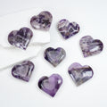 Dream Amethyst Heart Palm Stone, Polished Chevron Amethyst Heart Worry Stone, Natural Crystal Thumb Stone for Meditation, Stress Relief & Spiritual Decor