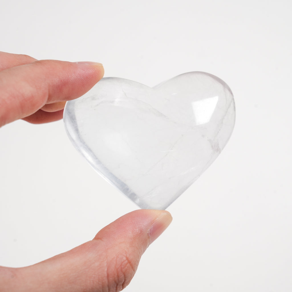Natural White Fluorite Crystal Heart Carving for Meditation Home Decor Crystal Gift