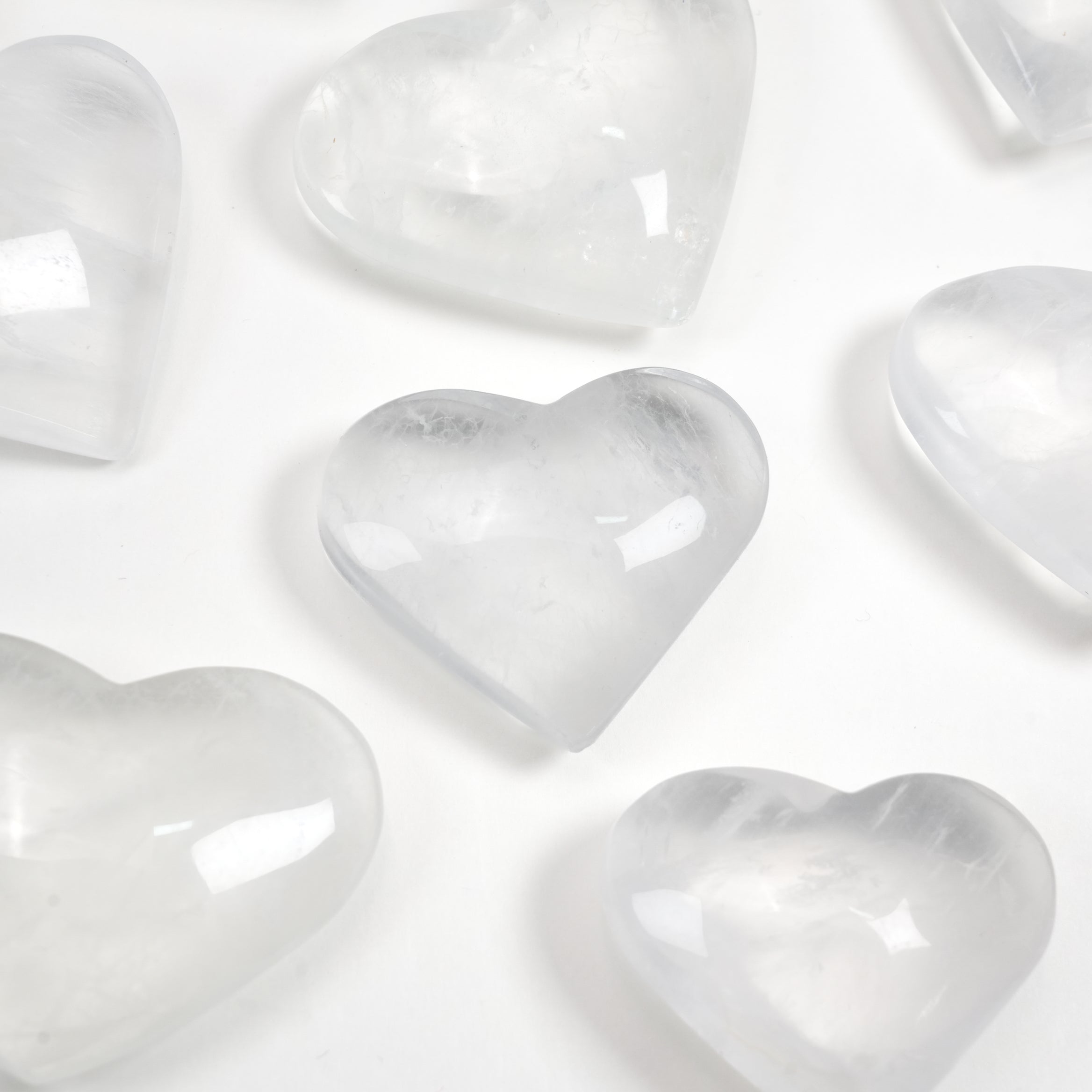 Natural White Fluorite Crystal Heart Carving for Meditation Home Decor Crystal Gift