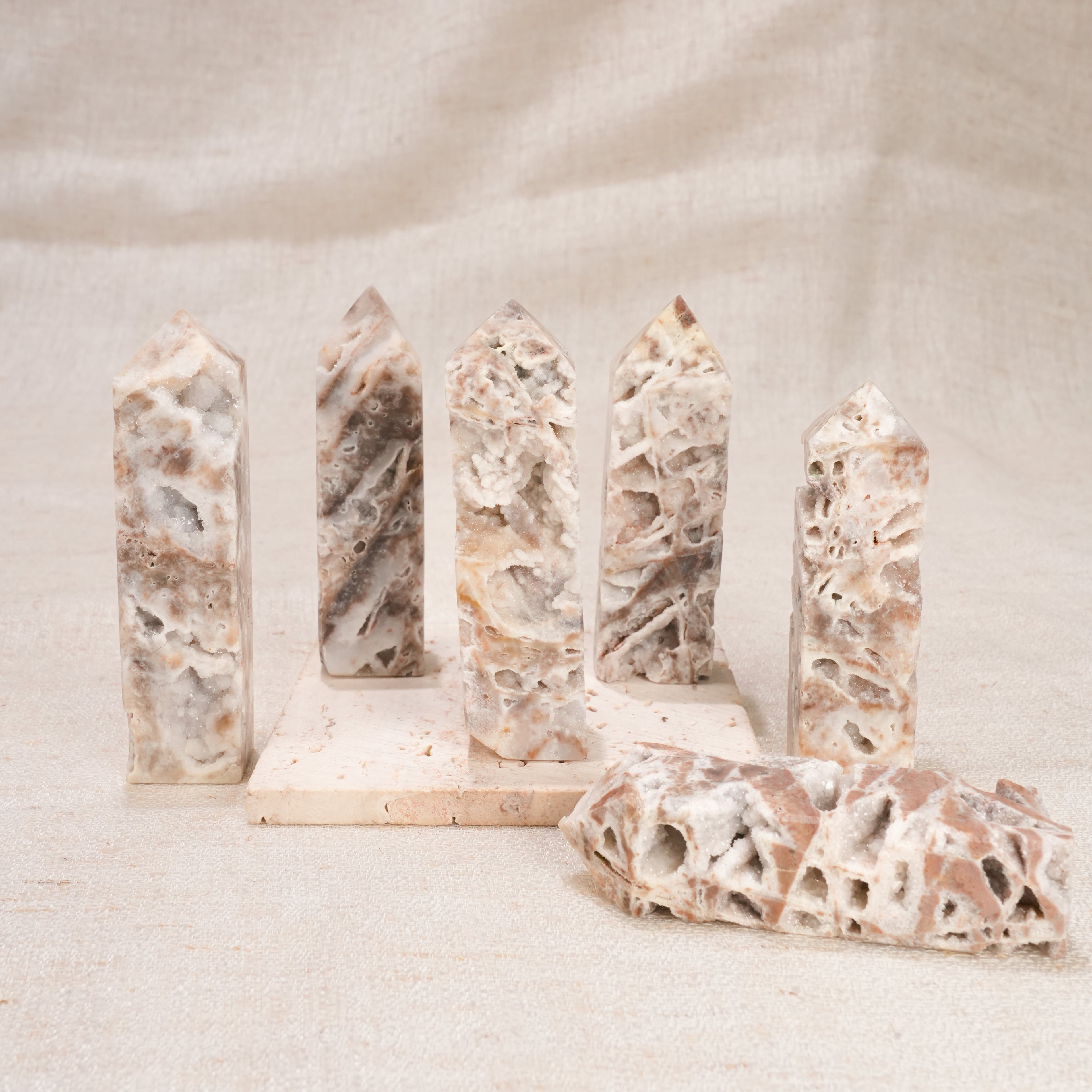 Natural Sphalerite Druzy Obelisk Tower | Raw Crystal Druzy Point Wand for Home Decor & Crystal Healing
