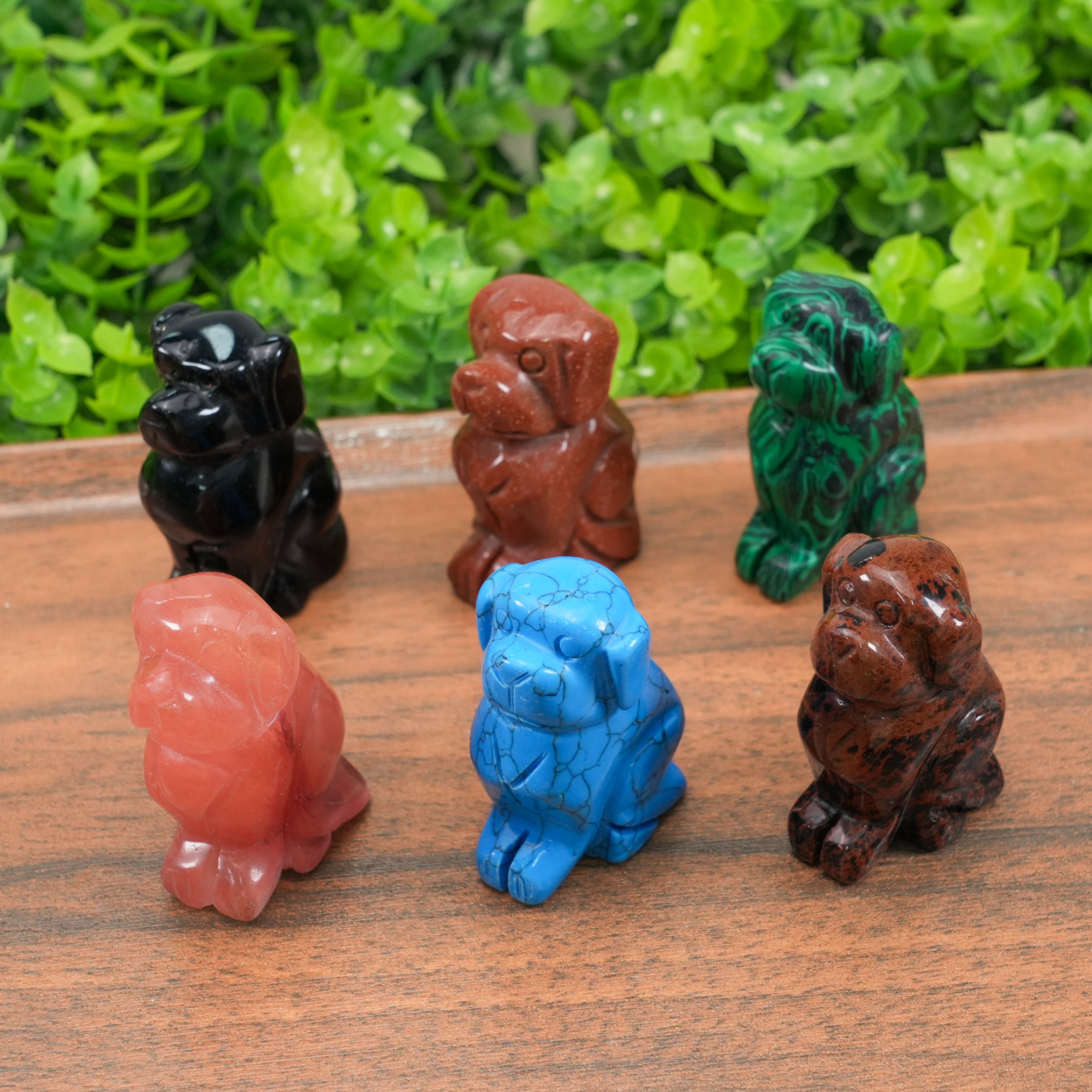 Mixed Material Dog Figurine 5cm Mini Puppy Statue, Crystal & Stone Animal Carving, Cute Desk Decor Collectible Gift