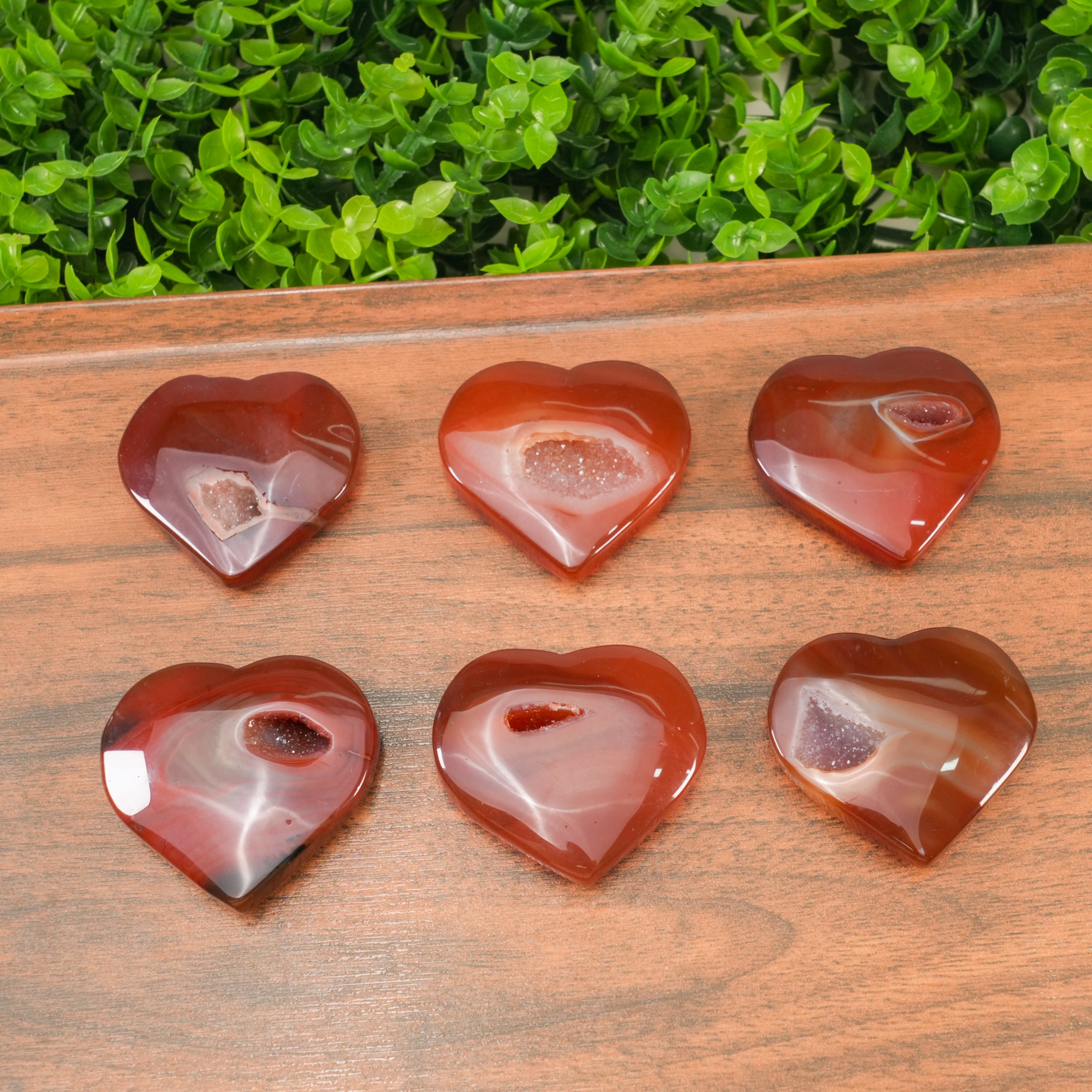 Natural Carnelian Agate Heart with Druzy Geode, Polished Crystal Heart Palm Stone, Healing Crystal for Love, Vitality & Home Decor