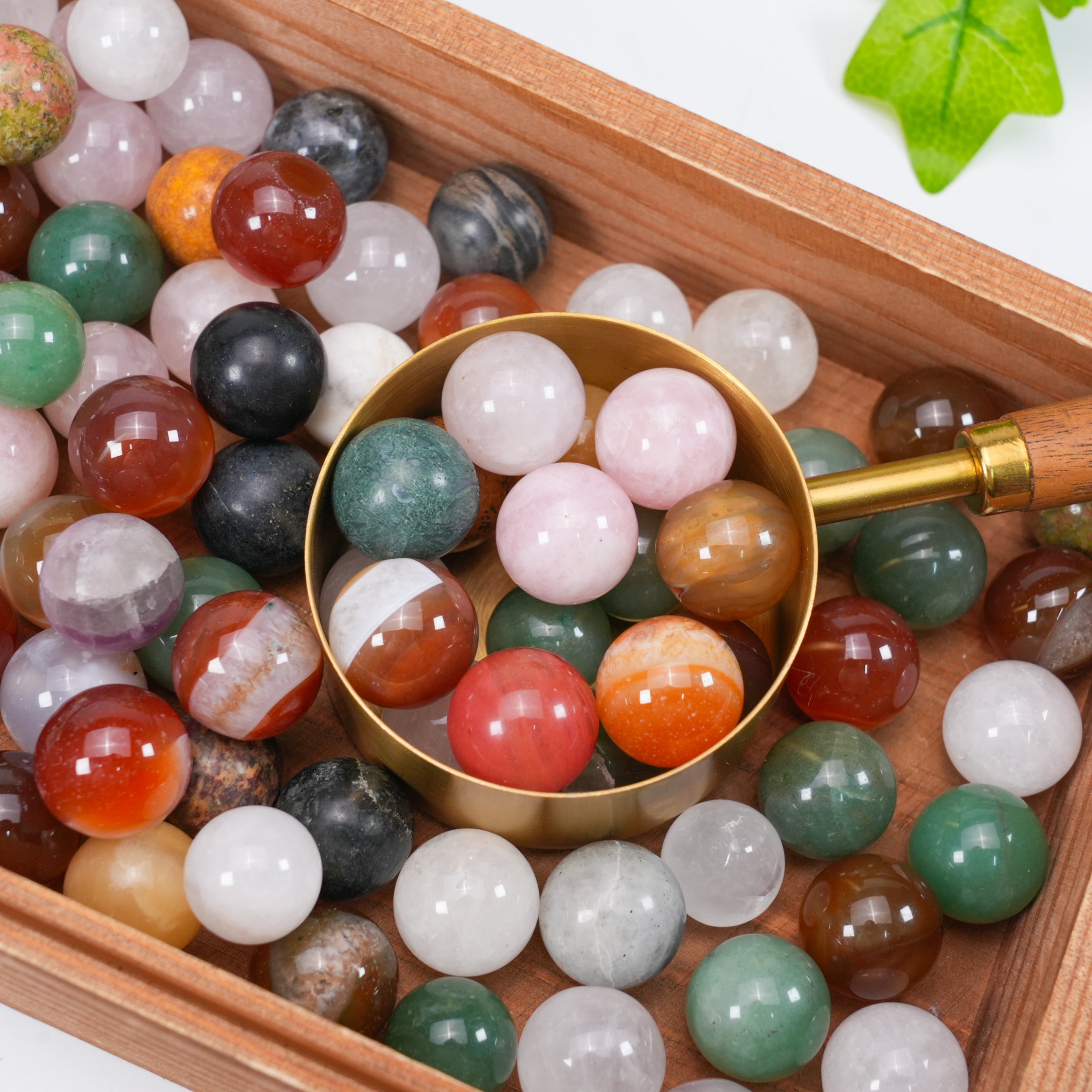 Natural Mixed Crystal Mini Spheres Scoop Assorted Colorful Gemstone Balls, Polished Mini Crystal Orbs for Vase Filler