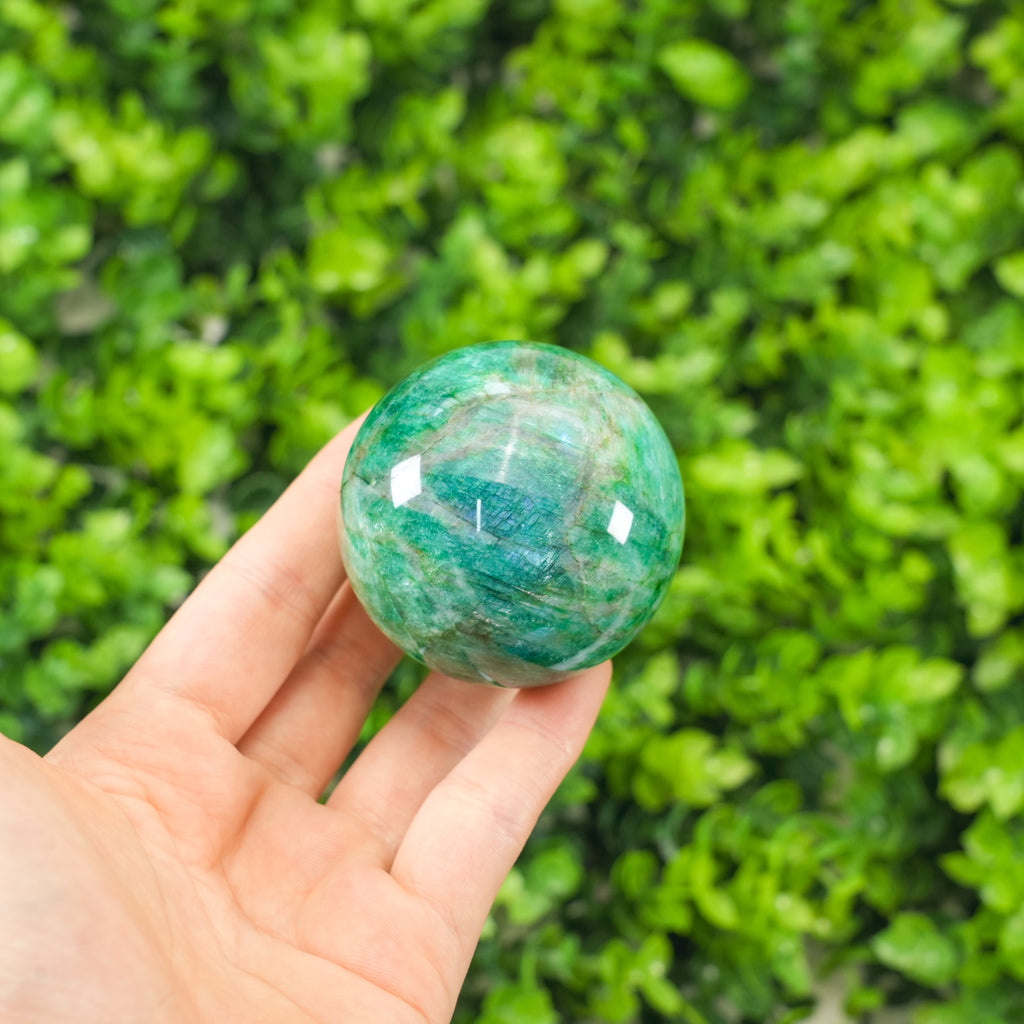 Green Moonstone Sphere - Hand Polished Crystal Ball for Healing, Meditation & Home Decor
