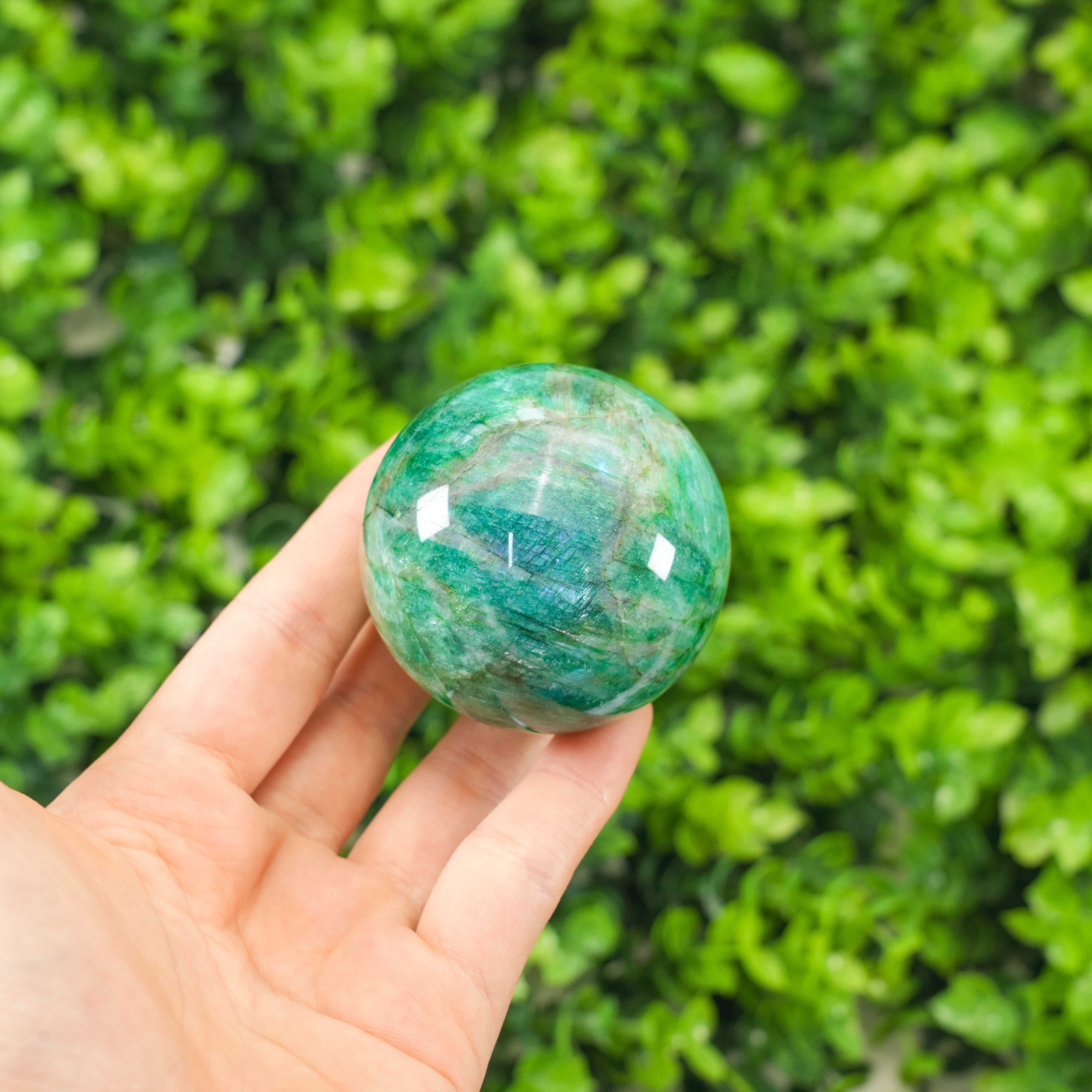 Green Moonstone Sphere - Hand Polished Crystal Ball for Healing, Meditation & Home Decor