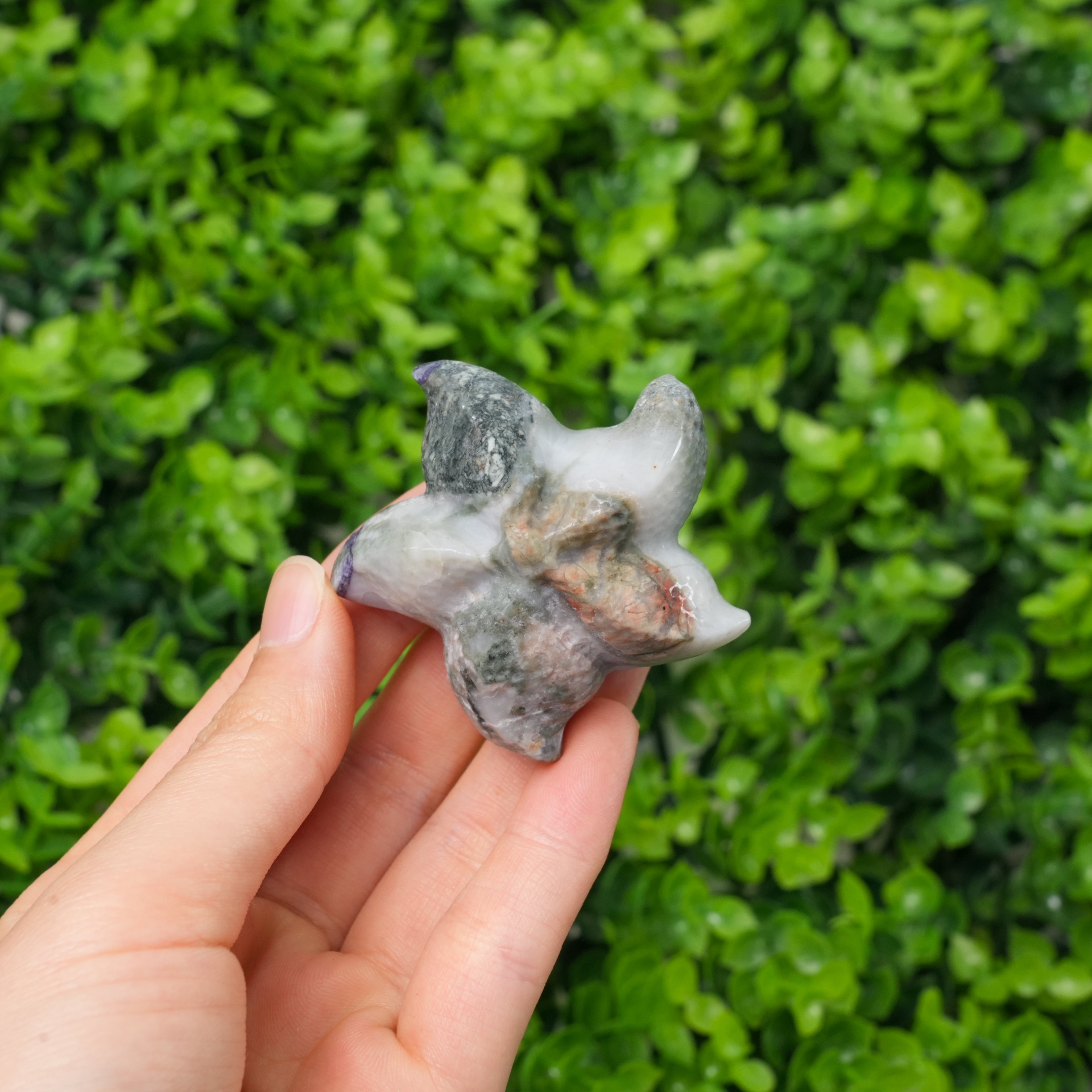 Natural Mixed Crystal Starfish Carving | Hand-Carved Stone Starfish Figurine for Beach Vibe Decor & Crystal Collection