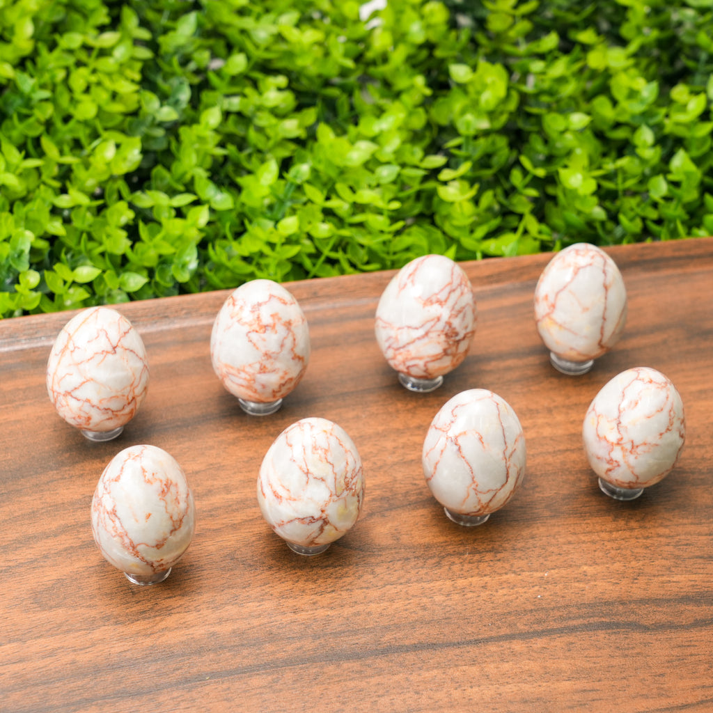 Red Network Crystal Egg, Natural Vein Crystal Decor for Home & Office