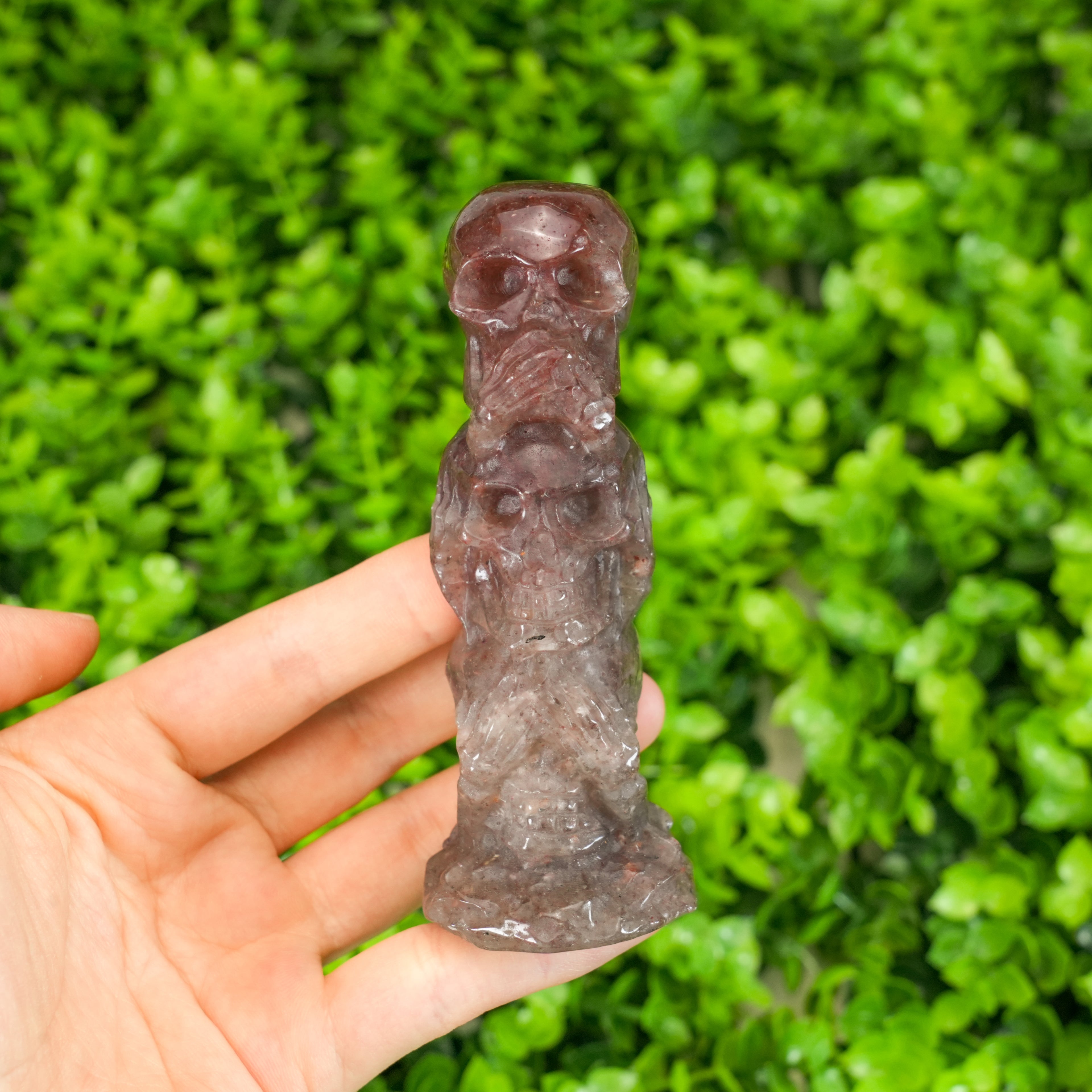Mixed Crystal Skull Totem Carving Set - Natural Stone Skull Tower for Protection & Spiritual Healing