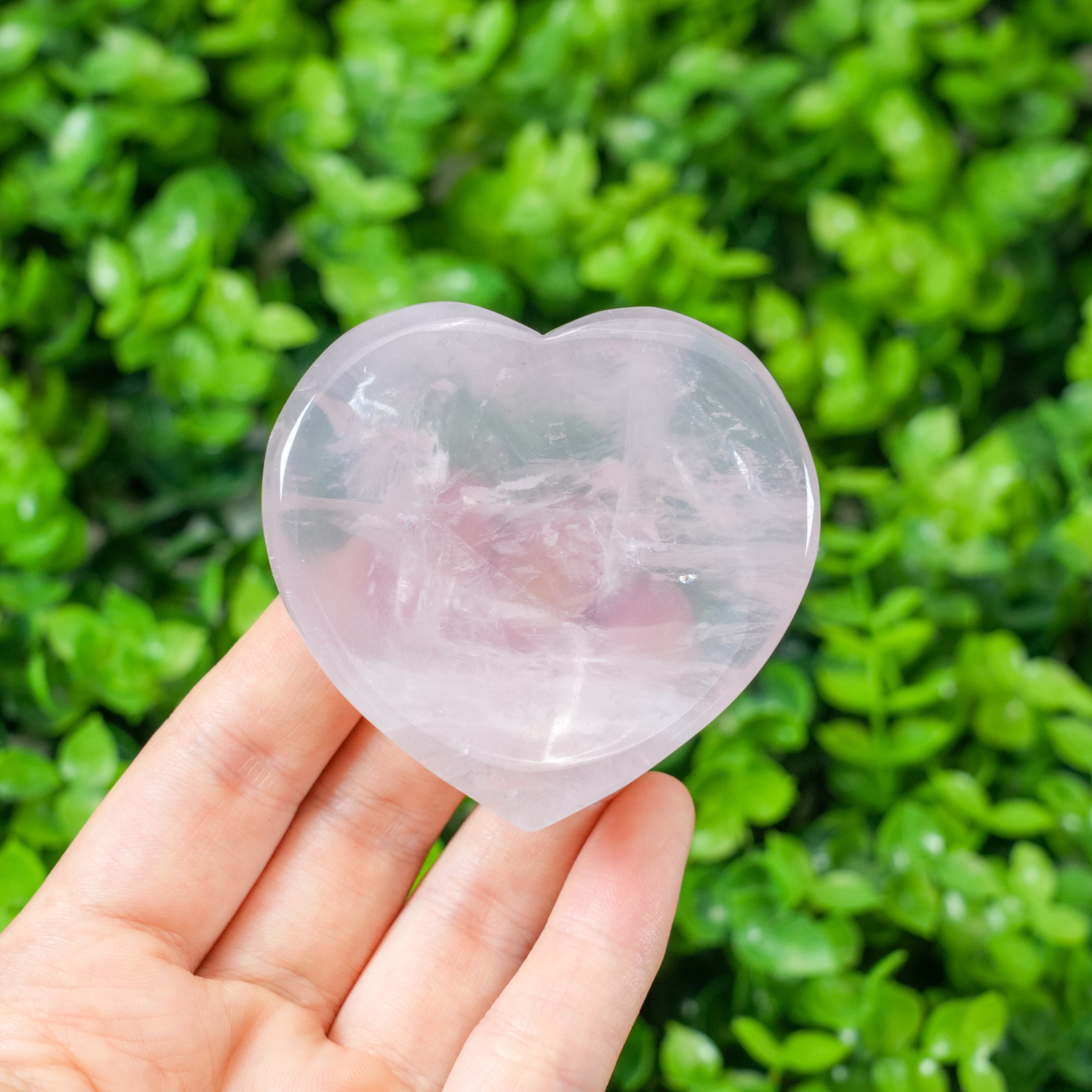Rose Quartz Heart Bowl | Polished Crystal Bowl for Love, Altar Decor & Crystal Storage