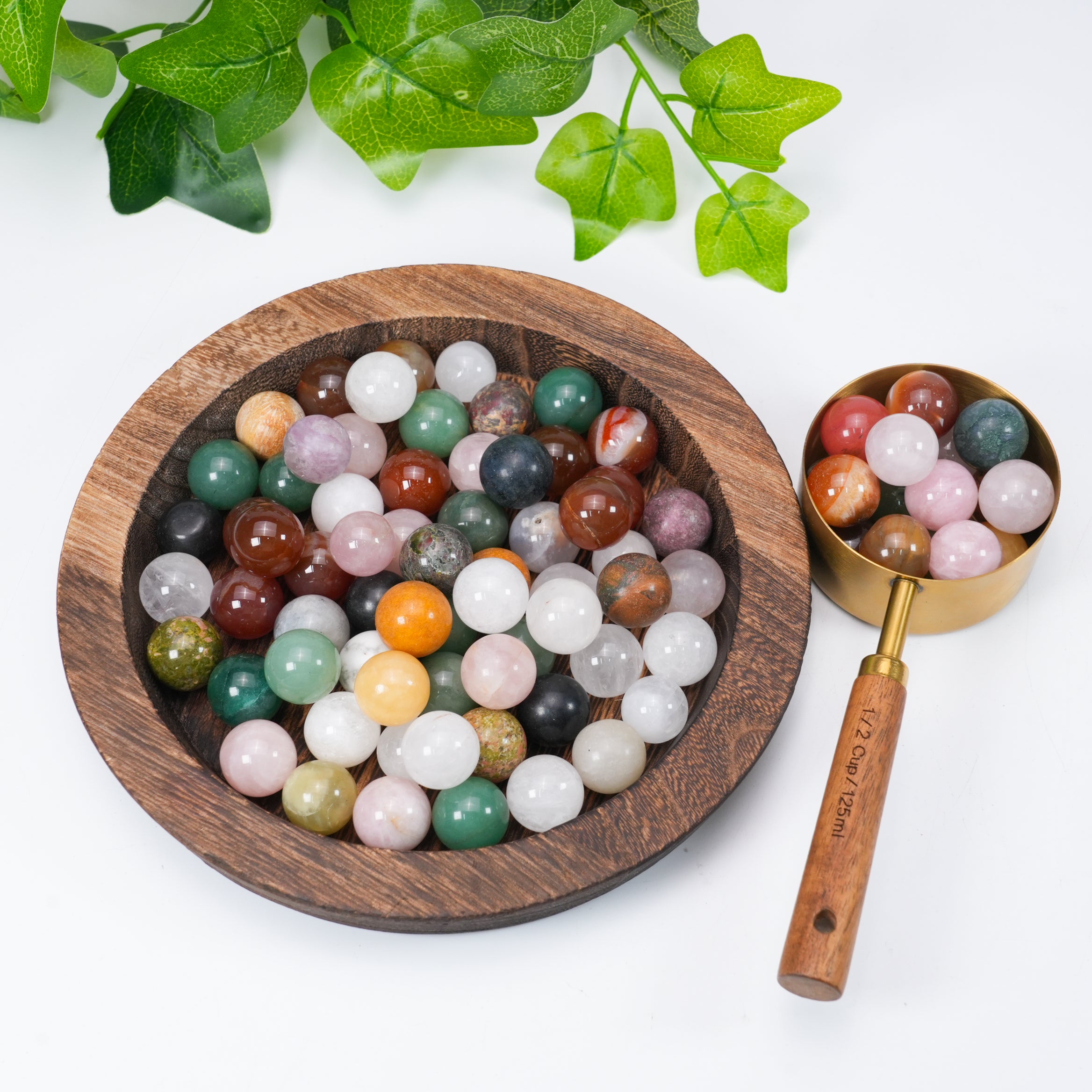 Natural Mixed Crystal Mini Spheres Scoop Assorted Colorful Gemstone Balls, Polished Mini Crystal Orbs for Vase Filler