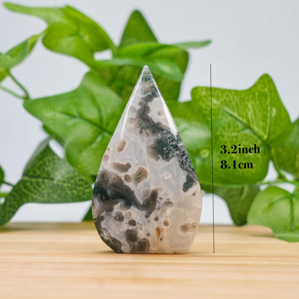 Moss Agate Ornament - Unique Veins, Home Decor & Healing Crystal