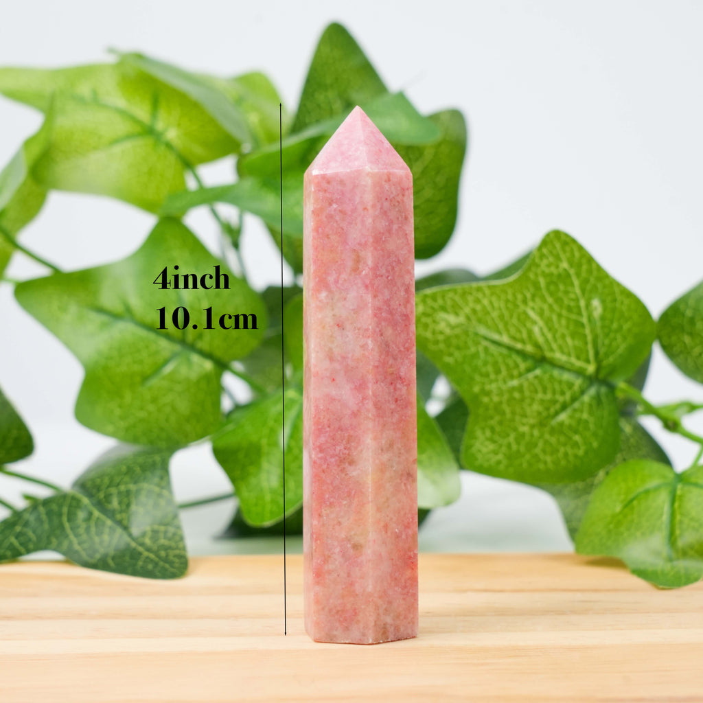 Thulite Crystal Point – Natural Thulite Single Terminated Wand, Polished Pink Crystal Tower for Healing, Meditation, Energy Work, Home Decor & Collection