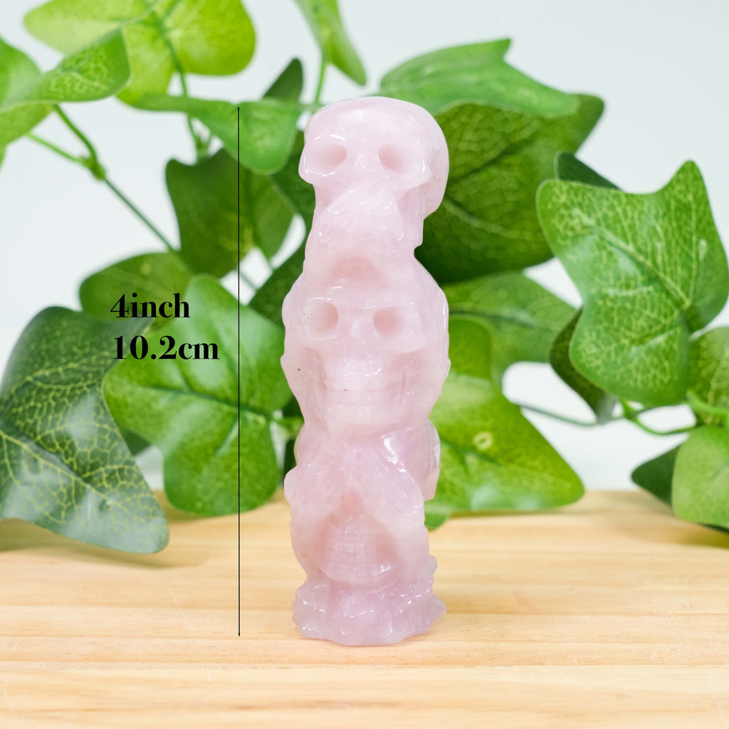 Mixed Crystal Skull Totem Carving Set - Natural Stone Skull Tower for Protection & Spiritual Healing