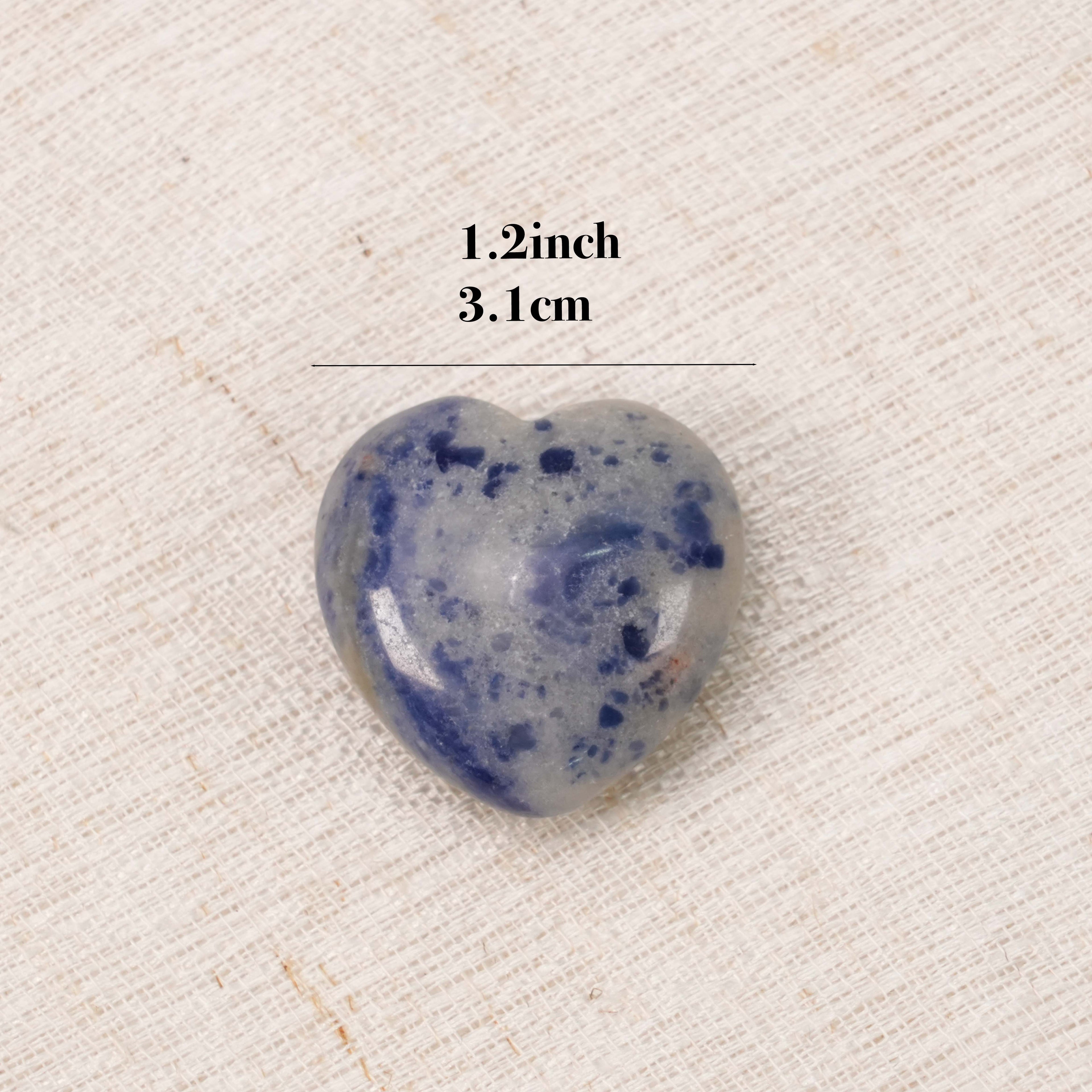 Mini Sodalite Heart Palm Stone, Natural Blue Spot Sodalite Worry Crystal Heart Chakra Decor Gift