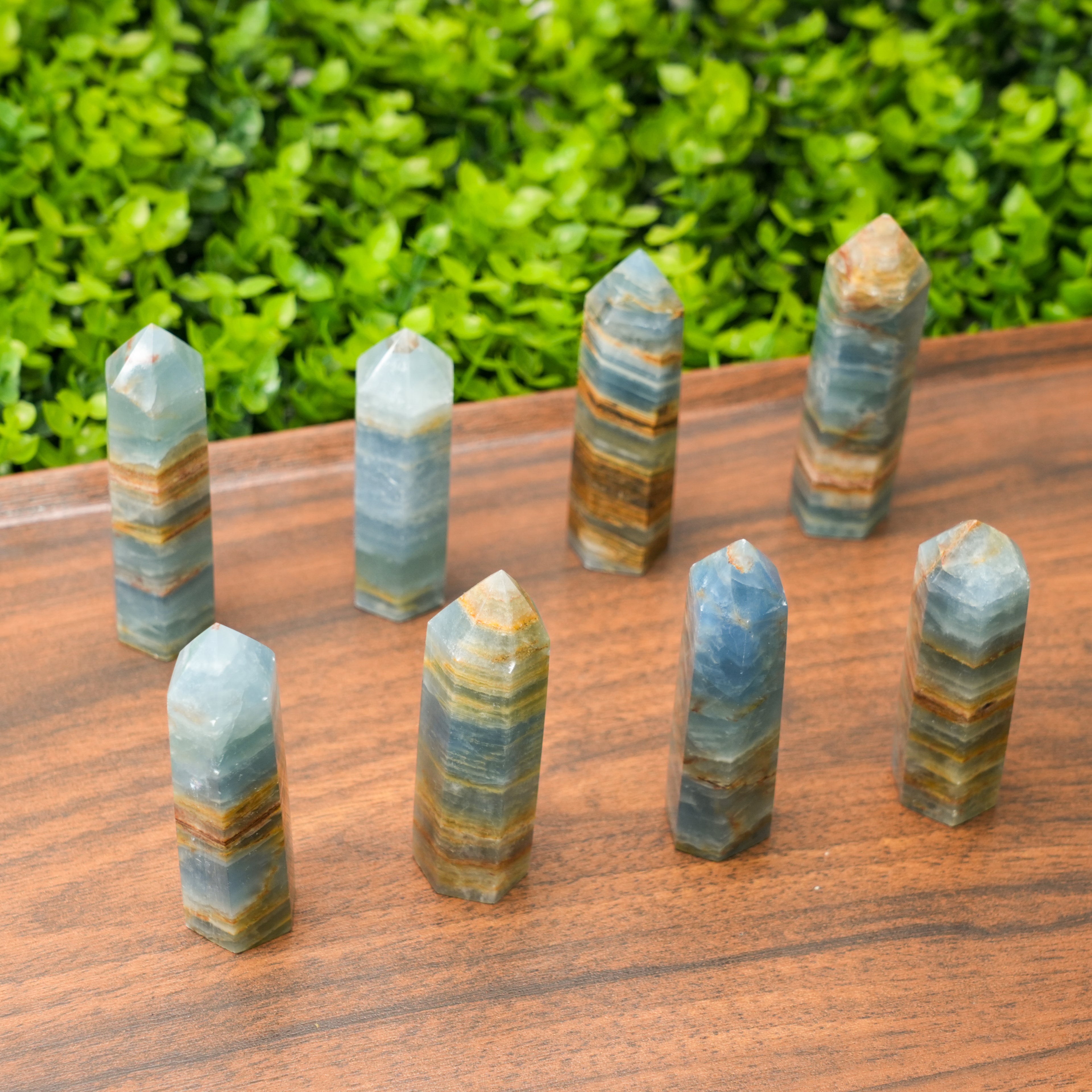 Natural Blue Onyx Single Point Crystal High Clarity Energy Wand for Alignment & Focus