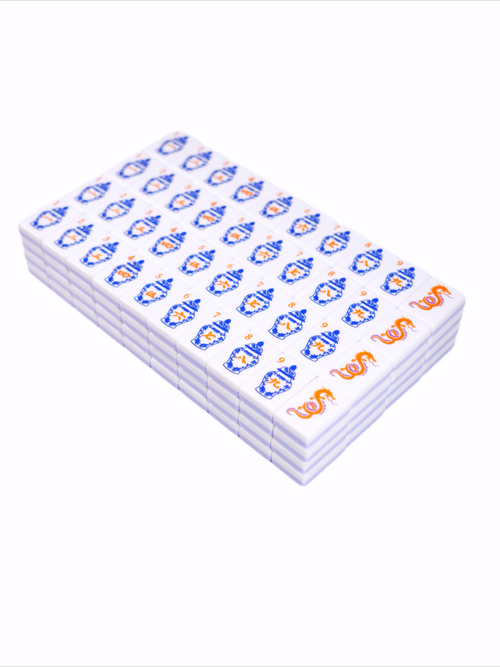 Blue Porcelain Mahjong Tile Set