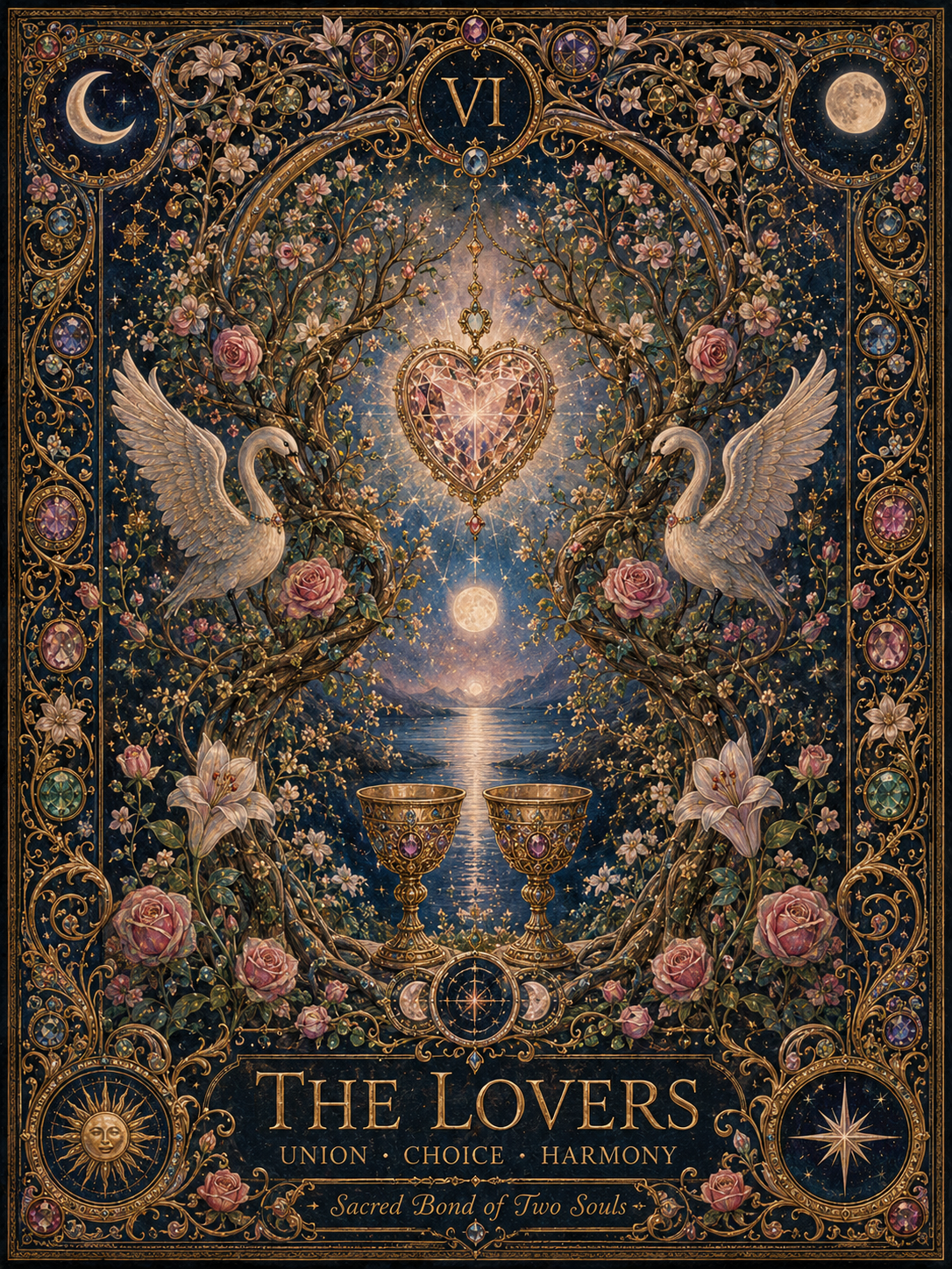 Tarot Crystal Keychain - The Lovers / The Empress / The High Priestess - Rose Quartz Love Charm