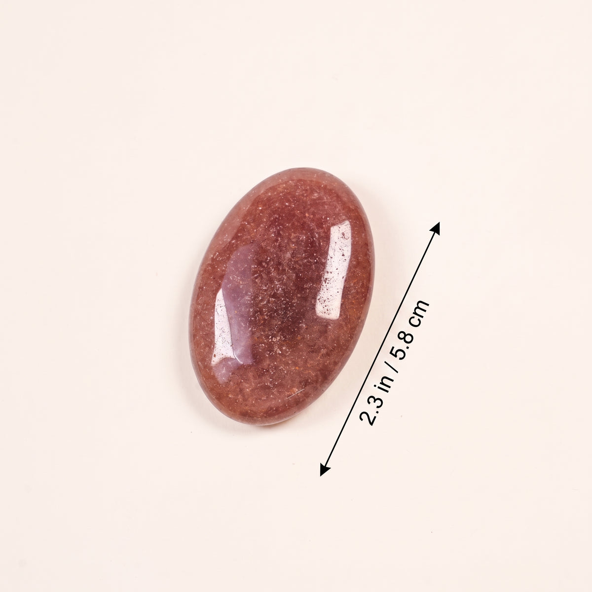 Natural Strawberry Quartz Palm Stone, Polished Oval Worry Stone, Healing Crystal Pocket Stone for Meditation, Chakra Energy Balancing & Spiritual Gift
