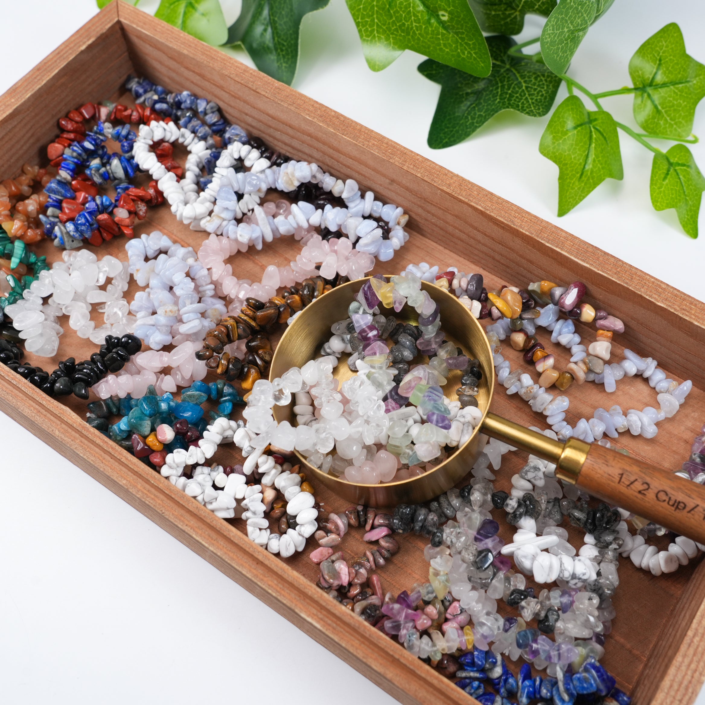 Mixed Gravel Bracelet Confetti, 10-12 Random Natural Crystal Bracelets per Spoon, Bulk Healing Jewelry for Crystal Lovers