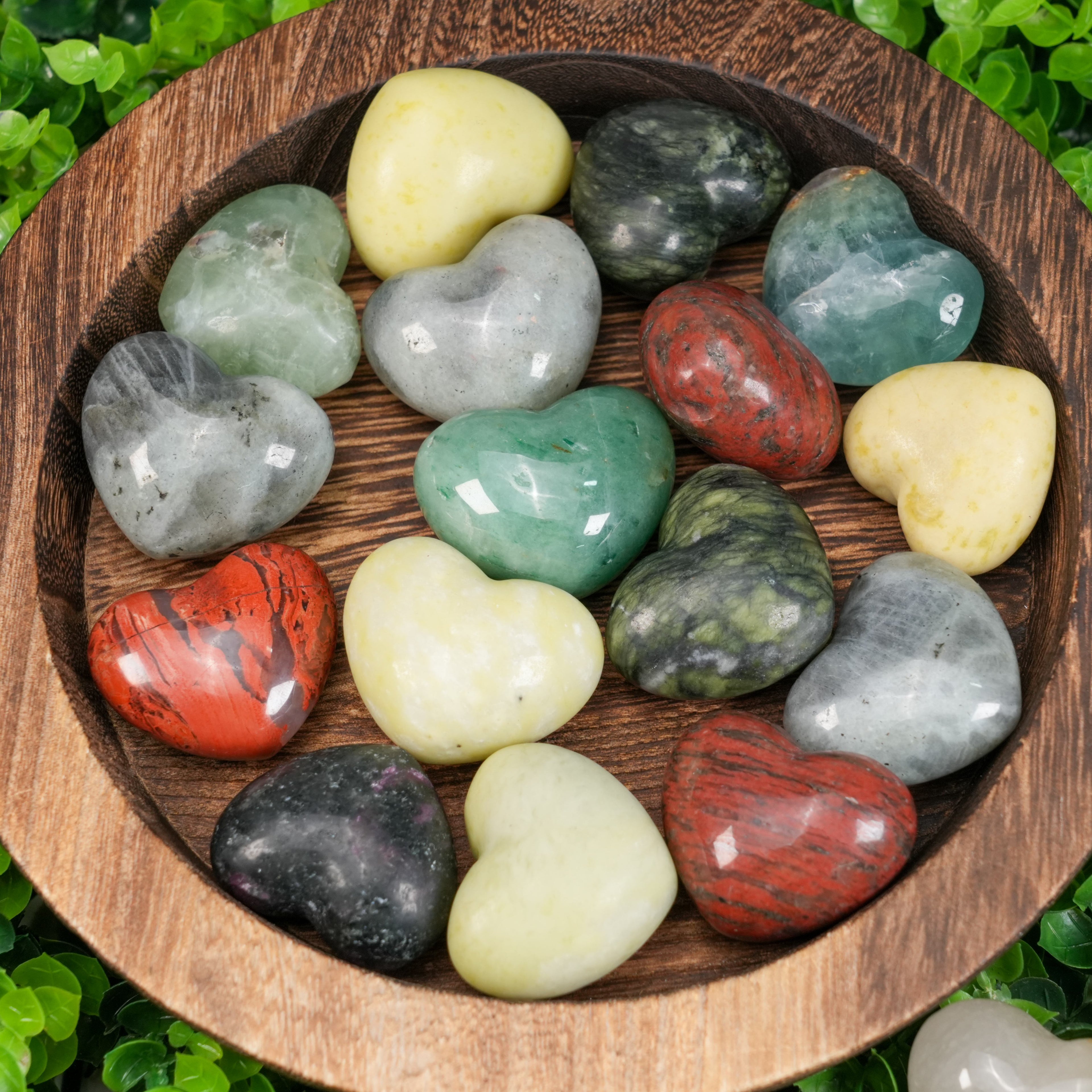 Assorted Natural Heart-Shaped Crystal Palm Stones | Healing Love & Balance Crystals