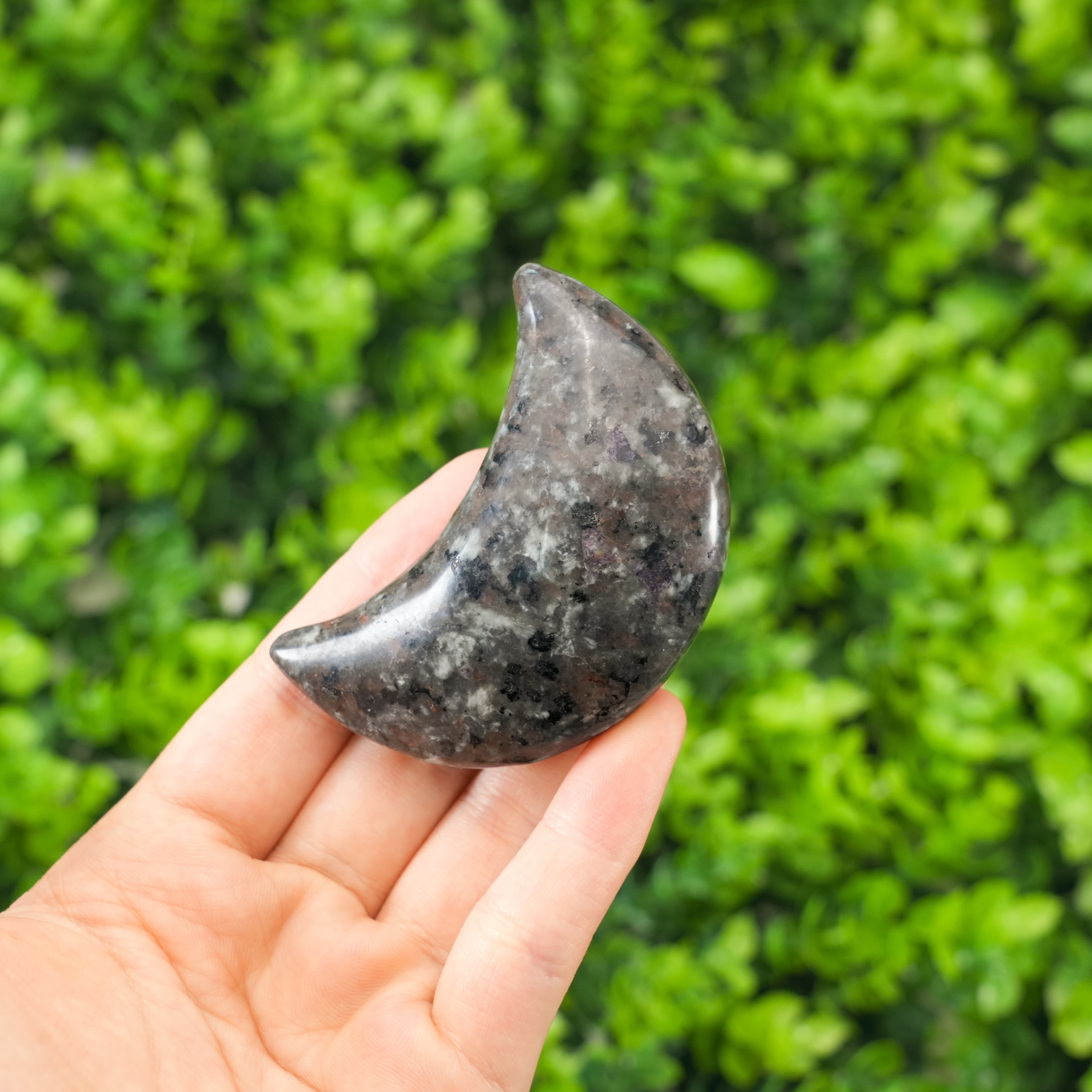 Yooperlite Moon Carving - Handcrafted Crescent Moon Crystal for Healing & Home Decor