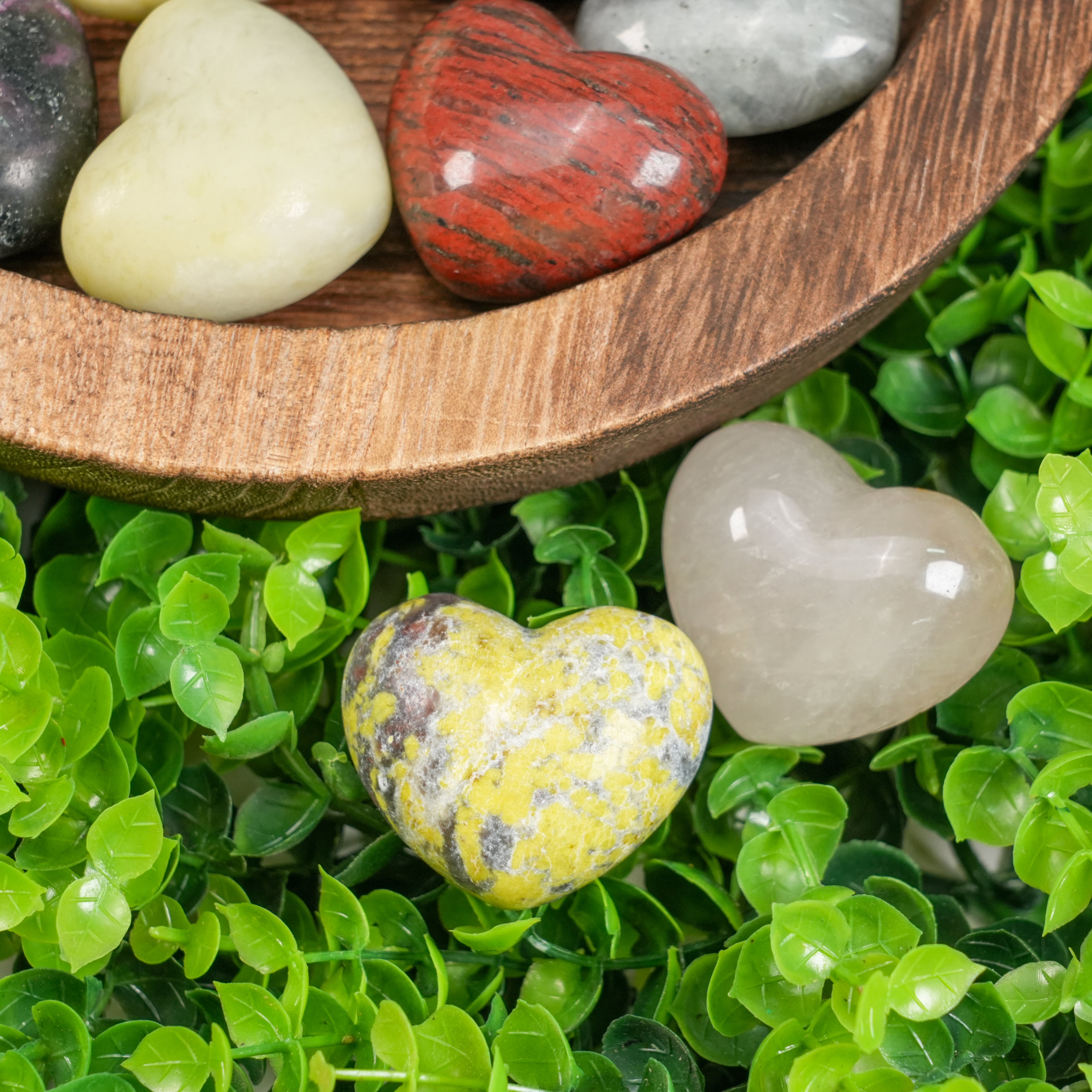 Assorted Natural Heart-Shaped Crystal Palm Stones | Healing Love & Balance Crystals
