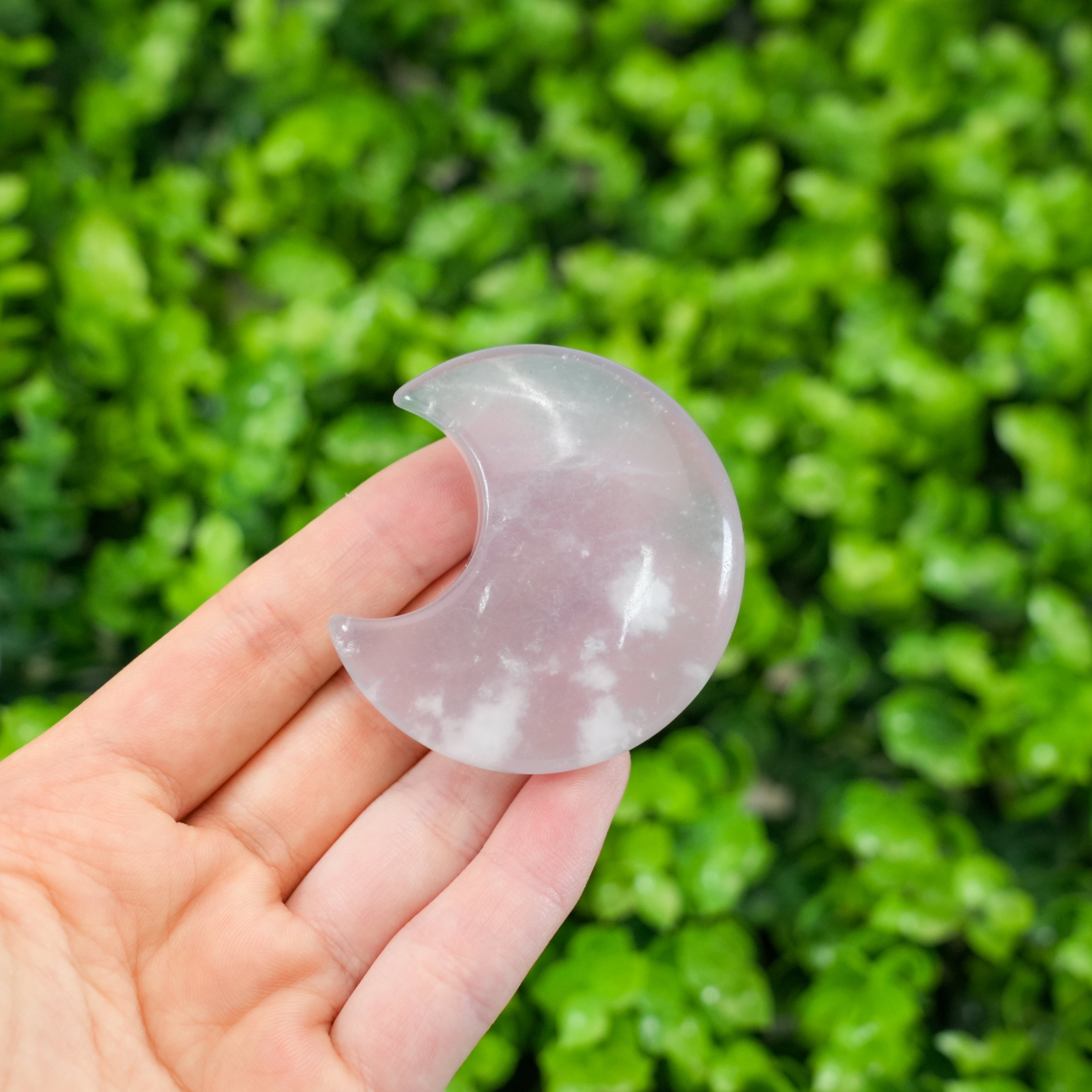 Fluorite Moon Palm Stone | Natural Polished Fluorite Crescent Crystal for Clarity & Focus