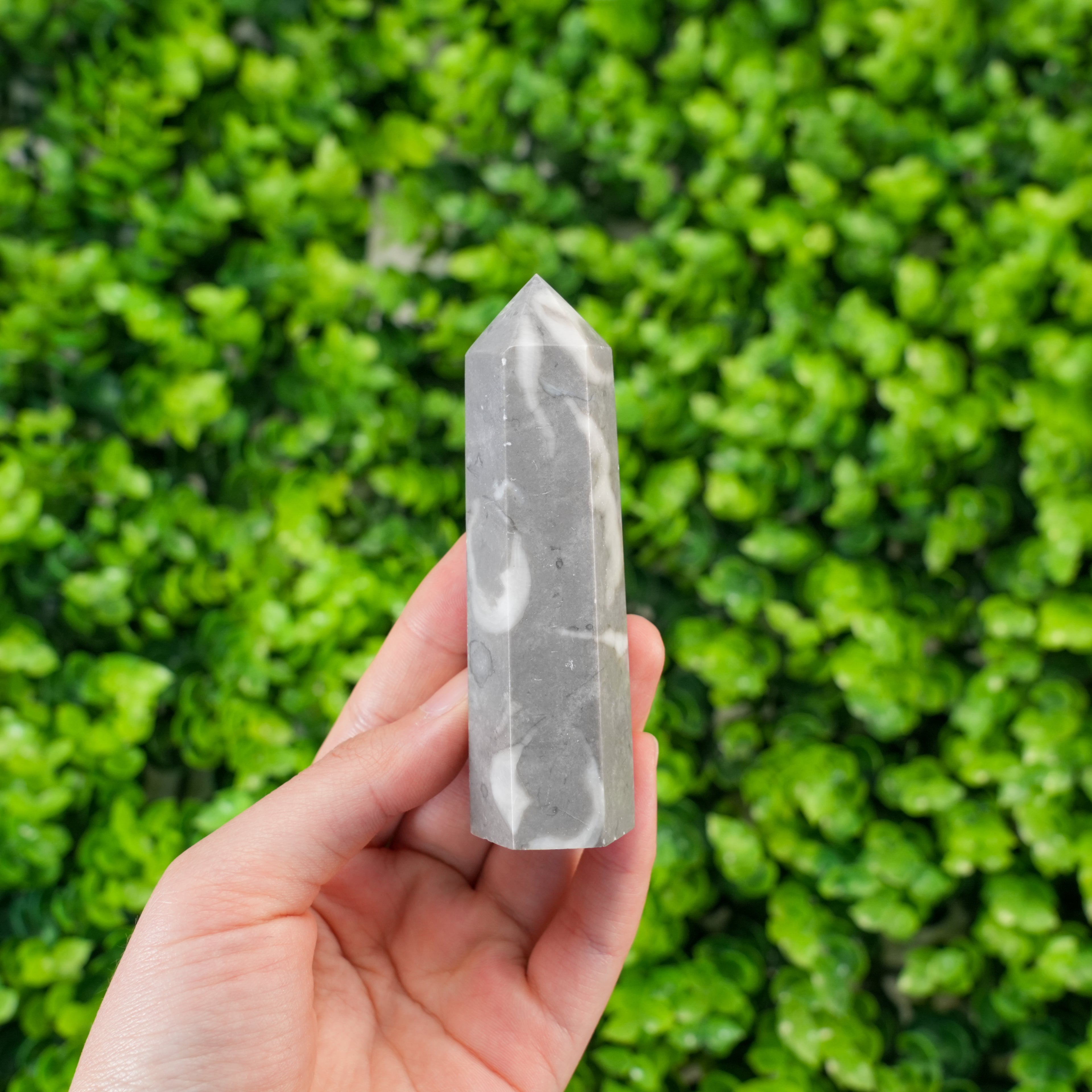Picasso Marble Gemstone Tower, Polished Crystal Point for Healing & Meditation, Reiki Obelisk Wand for Home Decor, Spiritual Gift
