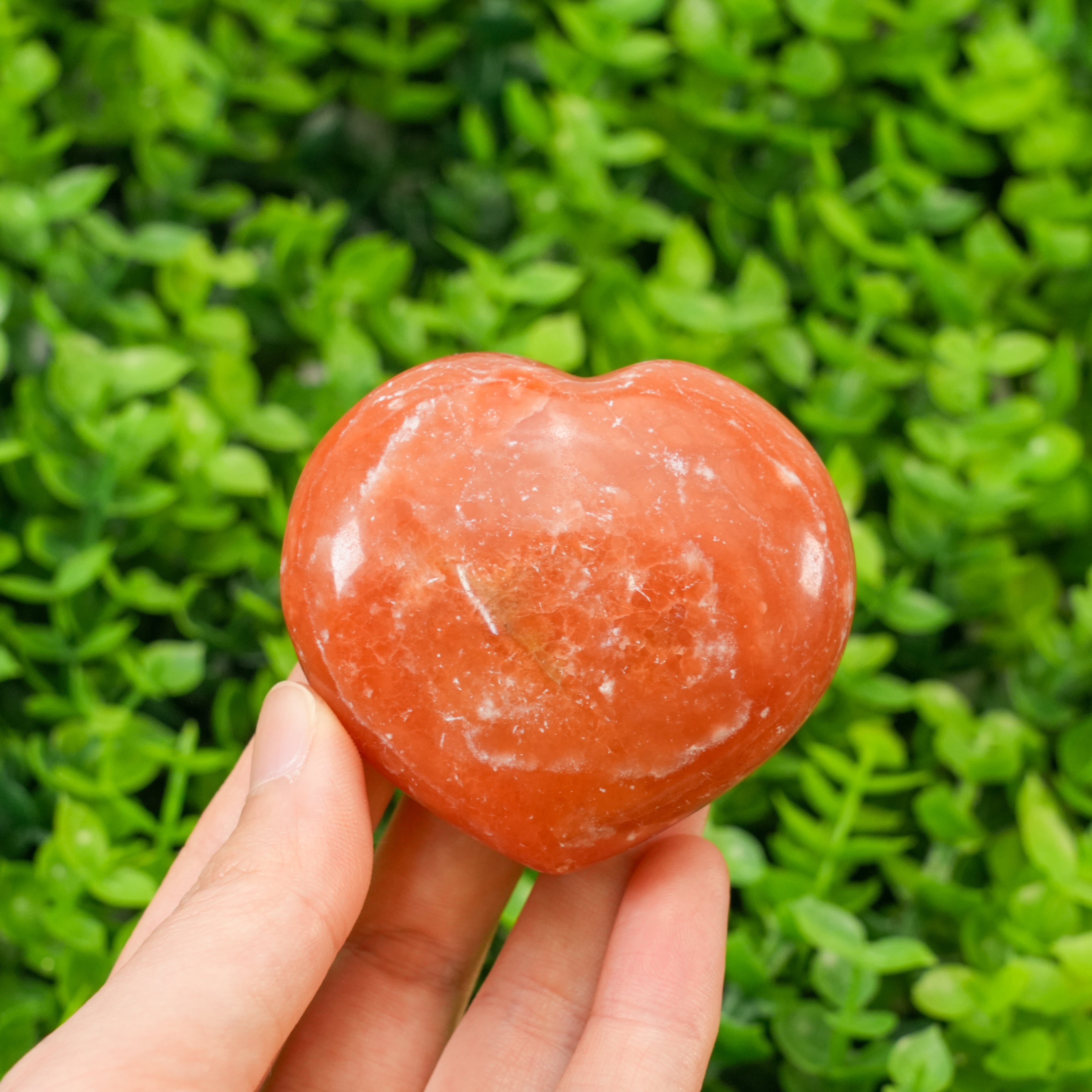 Orange Jade Heart Carving | Natural Jade Heart Shape Ornament | Handcrafted Healing Crystal for Home Decor & Gifting