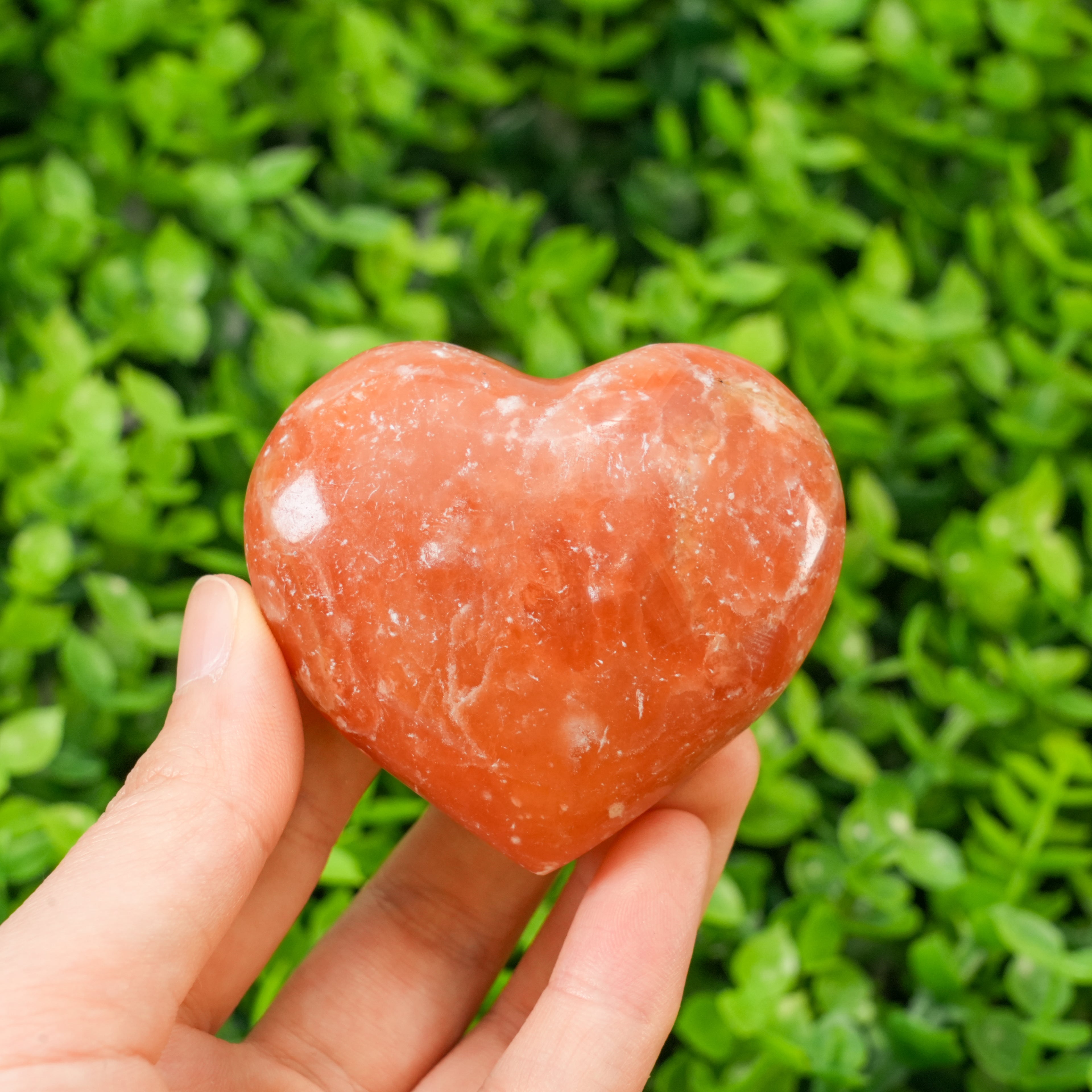 Orange Jade Heart Carving | Natural Jade Heart Shape Ornament | Handcrafted Healing Crystal for Home Decor & Gifting