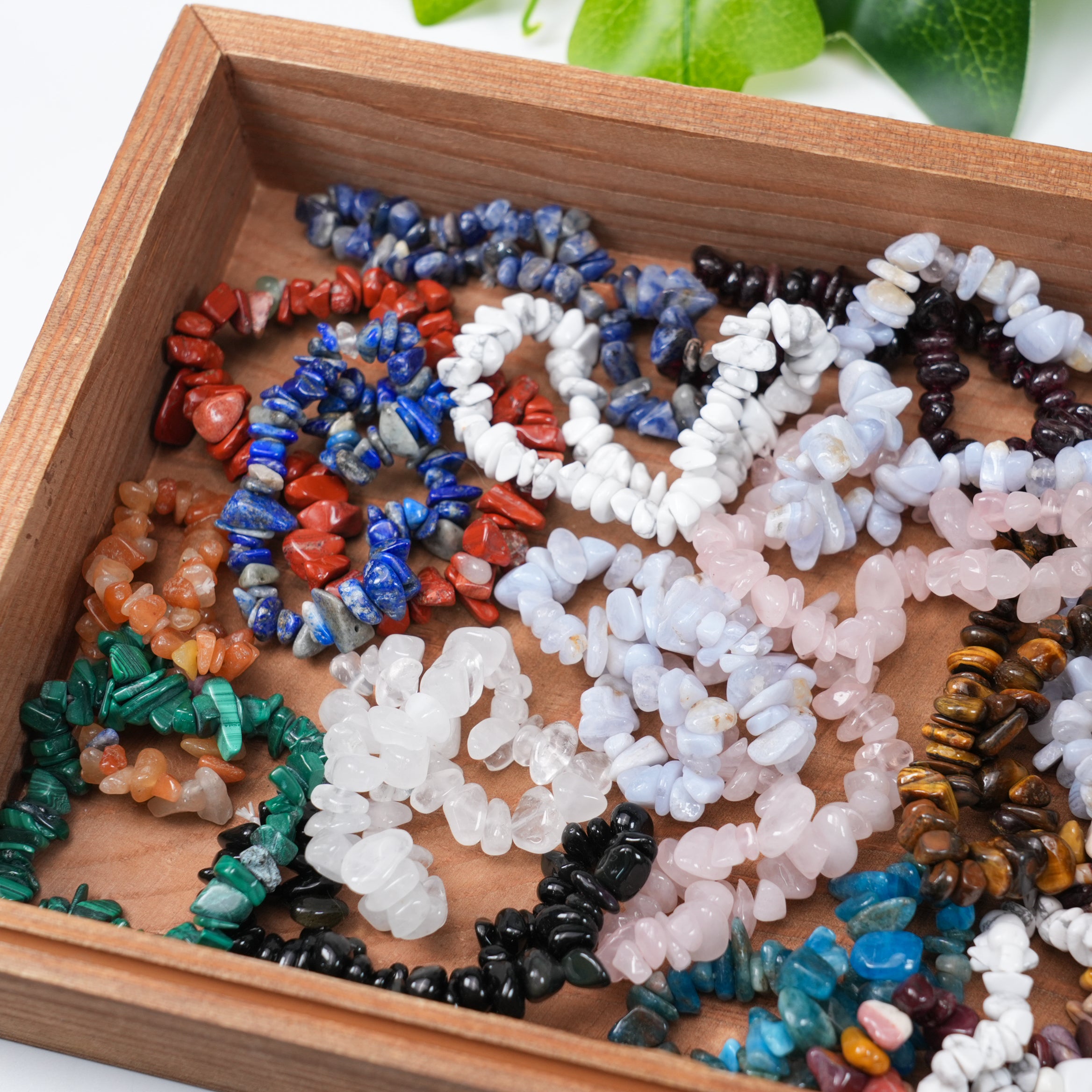 Mixed Gravel Bracelet Confetti, 10-12 Random Natural Crystal Bracelets per Spoon, Bulk Healing Jewelry for Crystal Lovers