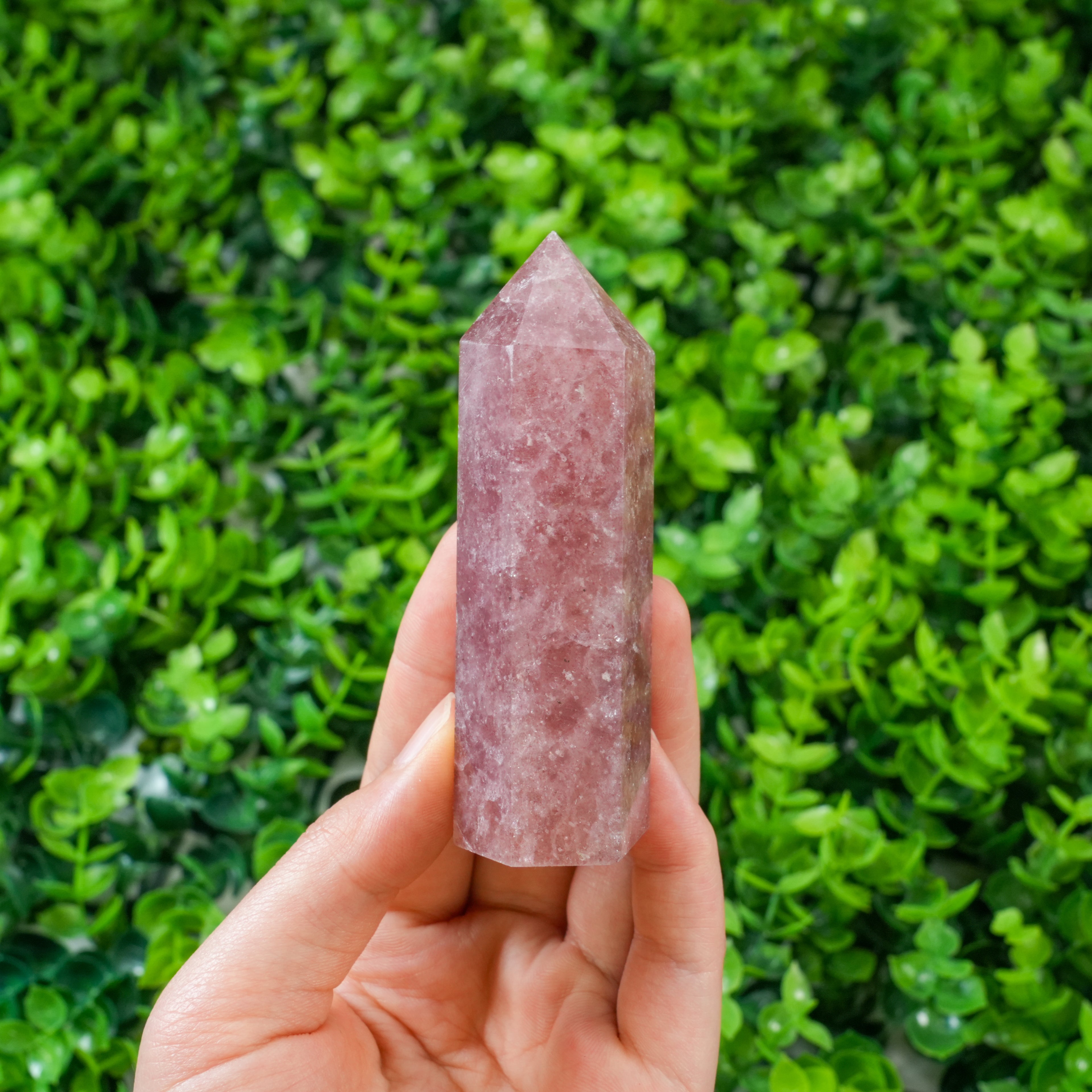 Strawberry Quartz Crystal Point Tower | Polished Single Terminated Wand for Emotional Healing, Self‑Love Energy & Home Spiritual Decor | Meditation Crystal Gift