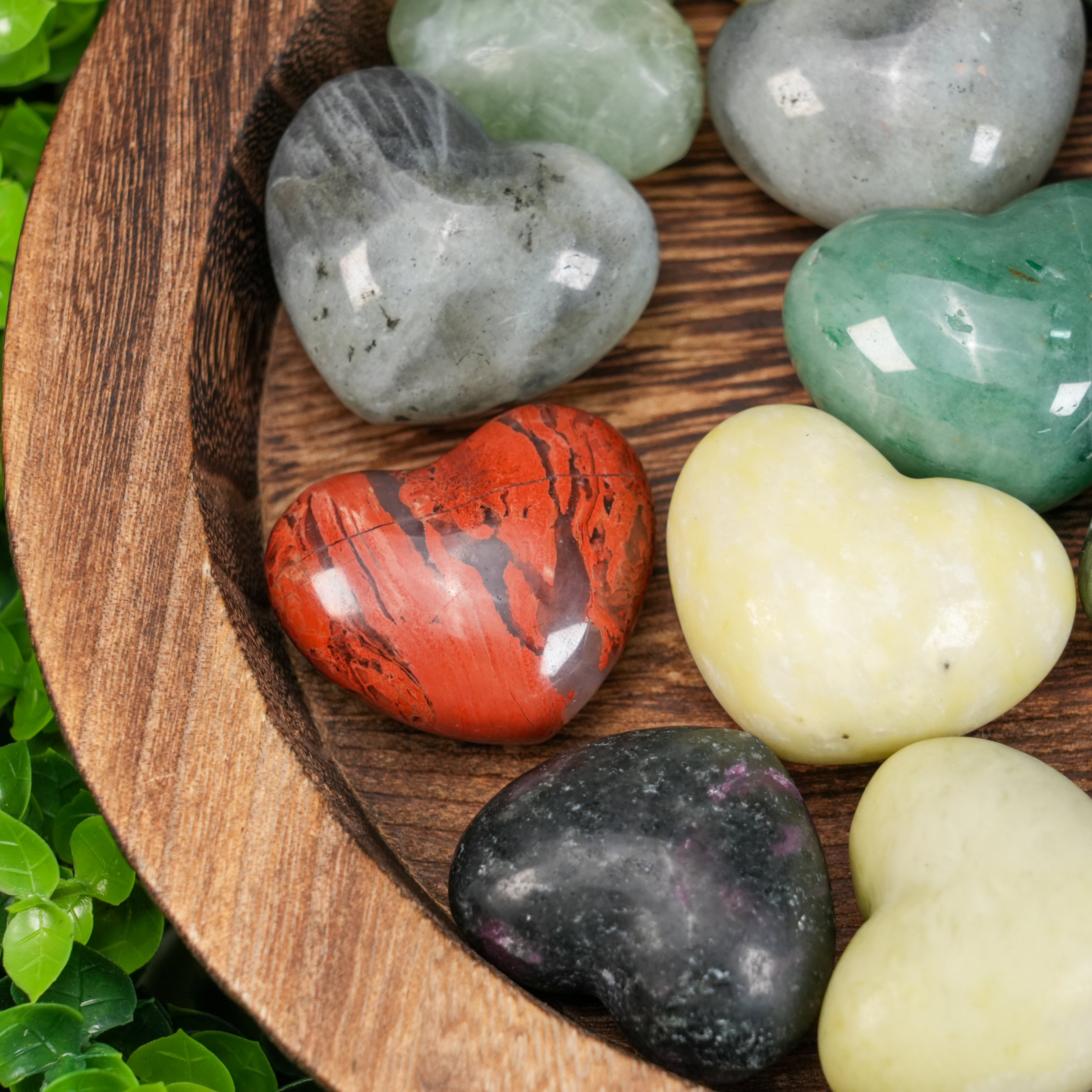 Assorted Natural Heart-Shaped Crystal Palm Stones | Healing Love & Balance Crystals