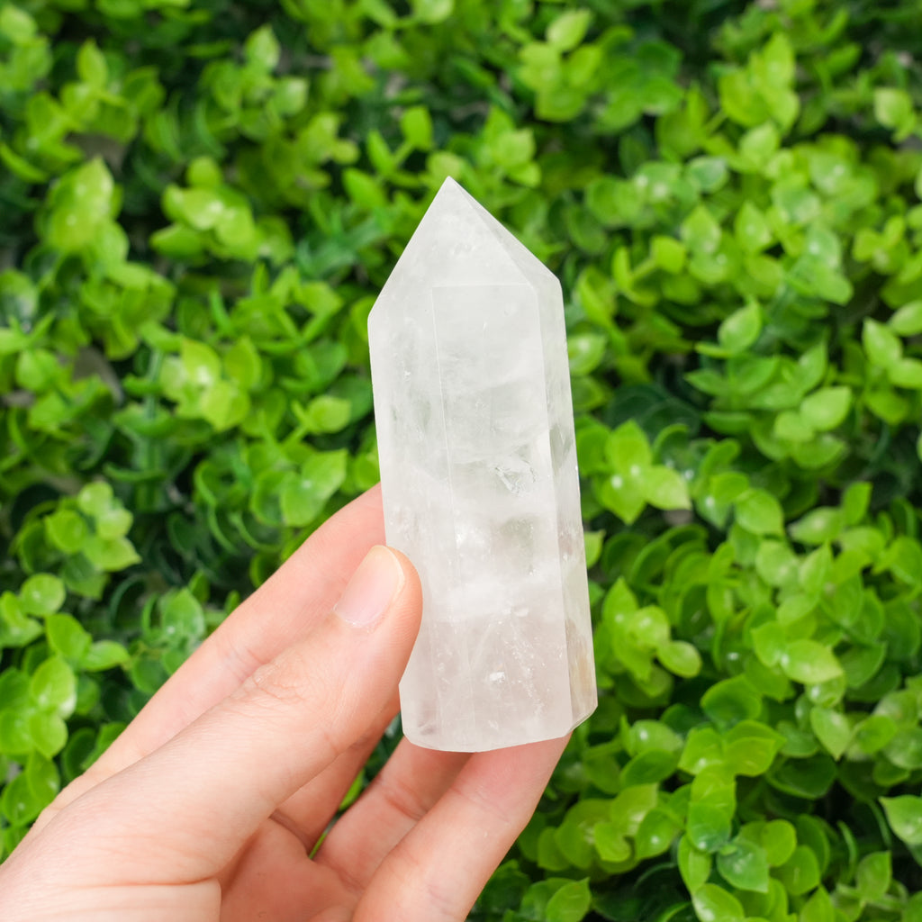 Clear Quartz Crystal Tower, Polished Single Point Wand for Meditation, Spiritual Balance & Desk Decoration