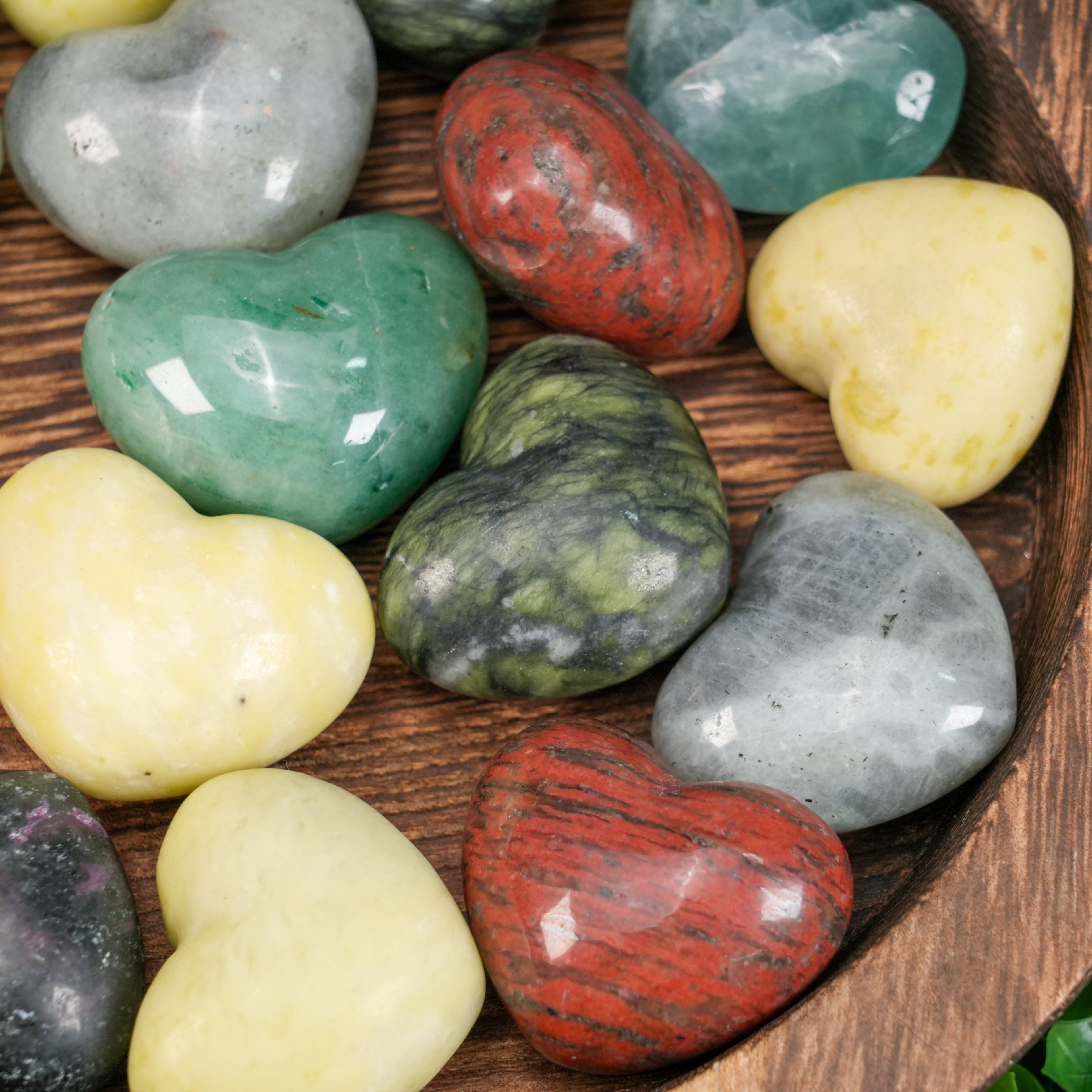 Assorted Natural Heart-Shaped Crystal Palm Stones | Healing Love & Balance Crystals