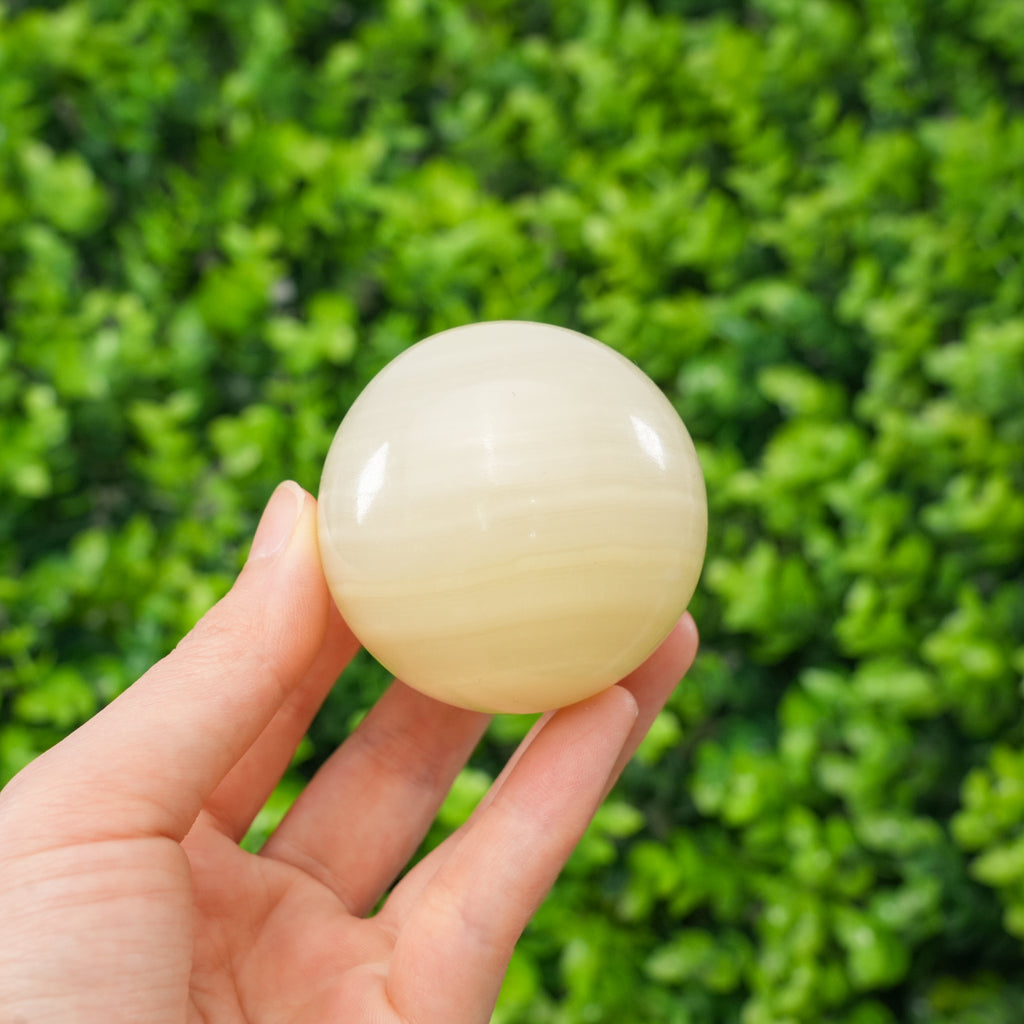 Natural Afghan Jade Sphere Polished White Calcite Crystal Ball, Hand-Carved Smooth Gemstone Globe for Mindfulness, Peace, and Minimalist Home Decor
