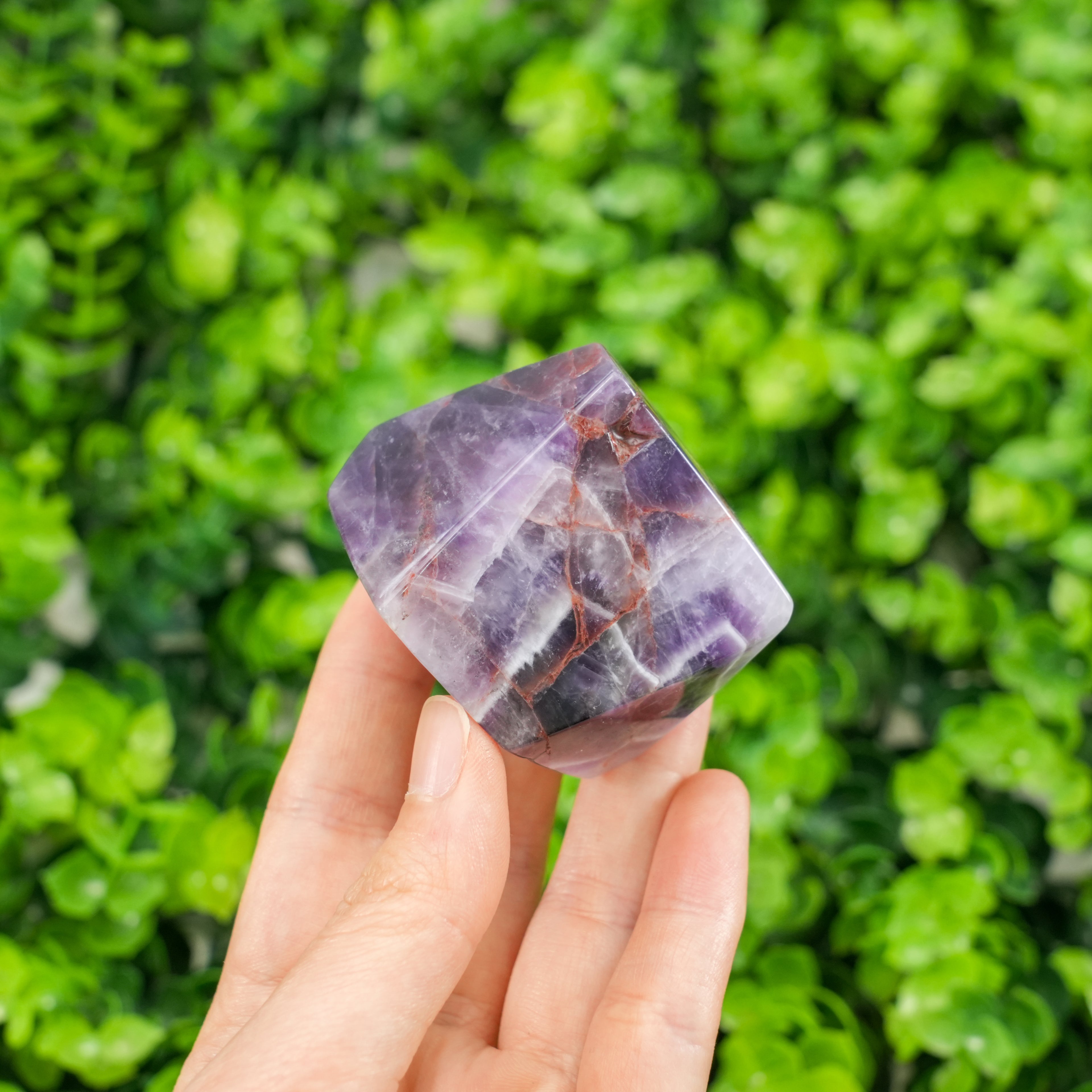 Natural Dream Amethyst Crystal Freeform Amethyst Style Polished Stone Healing Crystal Decor, Meditation Energy Stone Gift