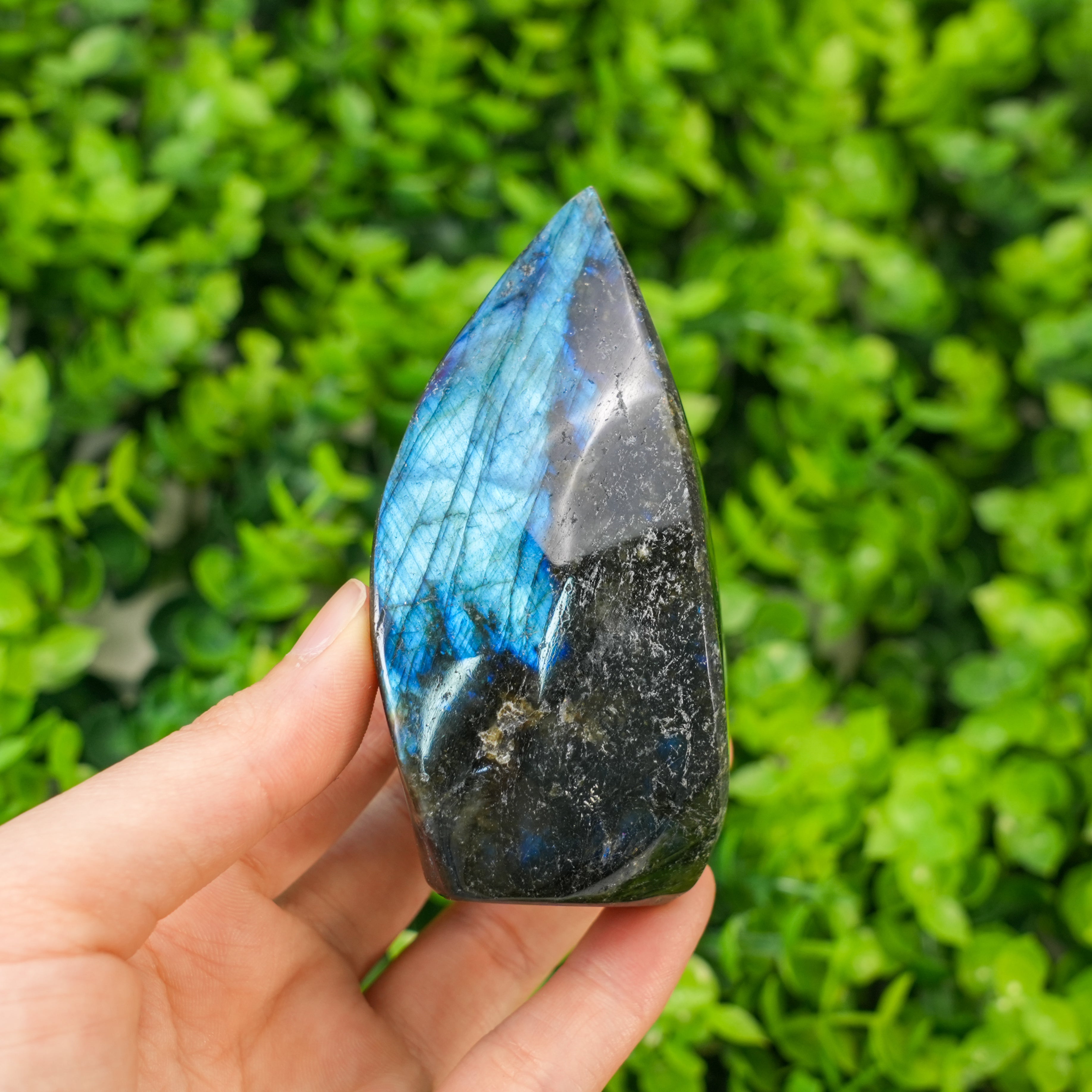 Natural Labradorite Torch Hand Polished Crystal Flame Sculpture