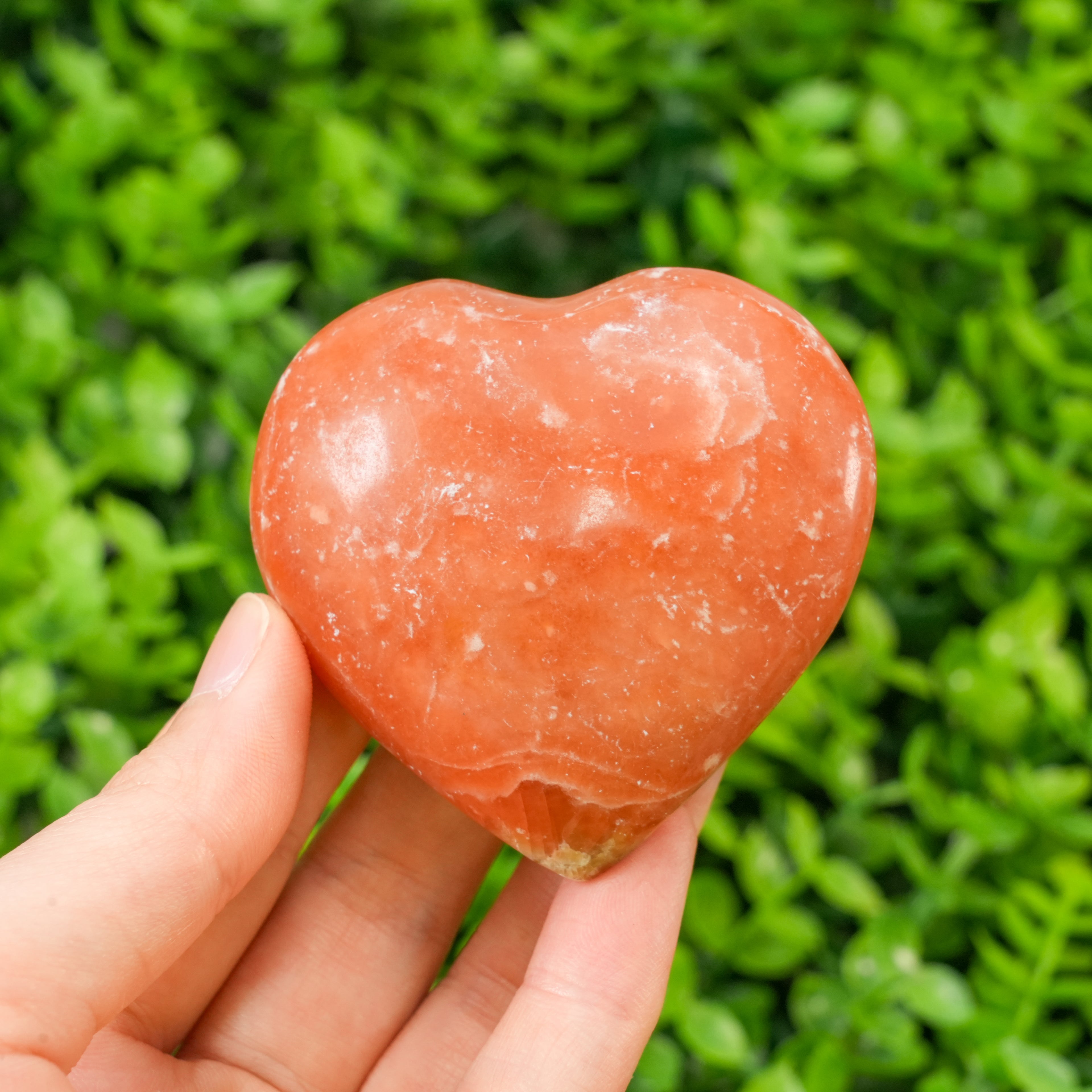 Orange Jade Heart Carving | Natural Jade Heart Shape Ornament | Handcrafted Healing Crystal for Home Decor & Gifting