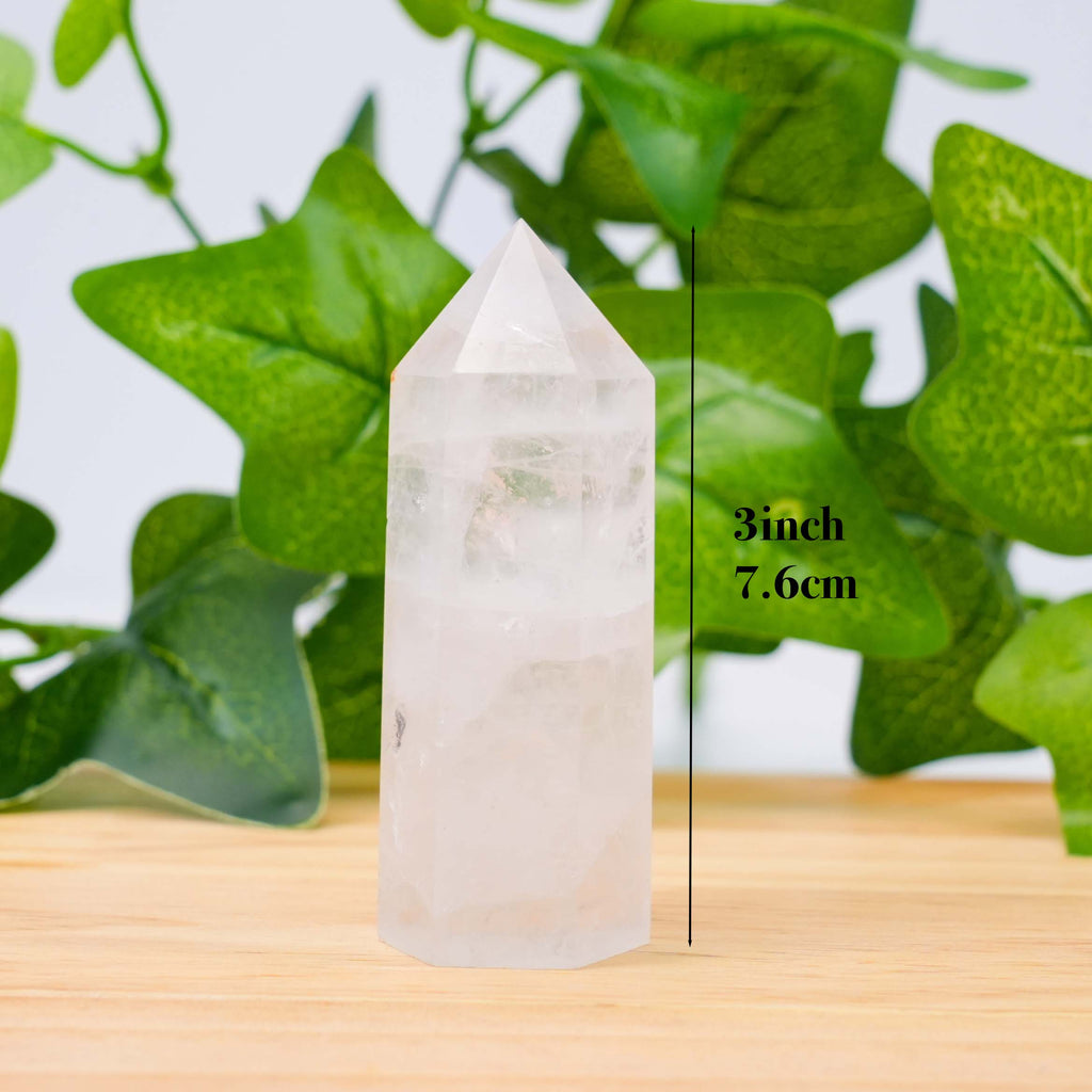 Clear Quartz Crystal Tower, Polished Single Point Wand for Meditation, Spiritual Balance & Desk Decoration