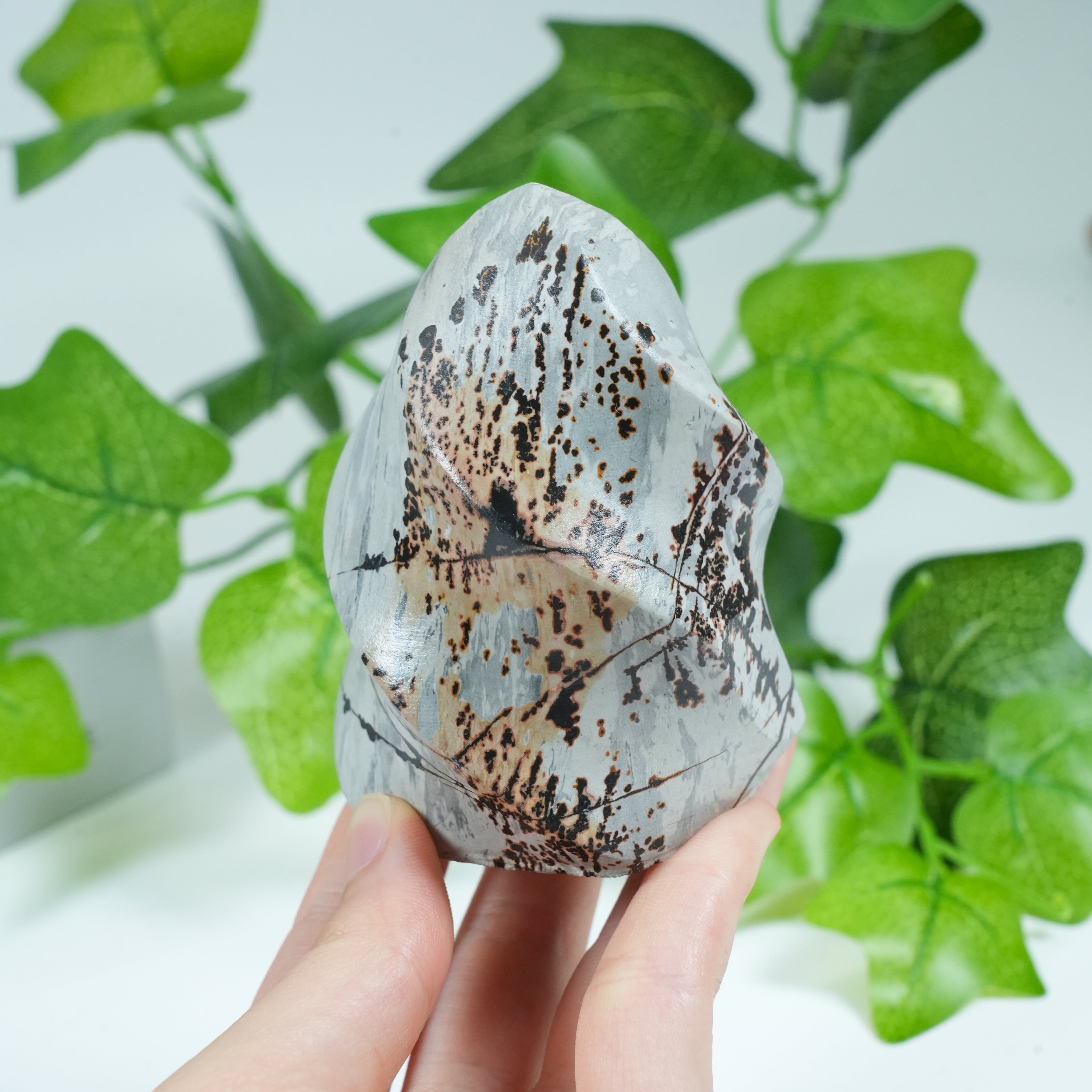 Picture Jasper Flame Carving, Polished Freeform Crystal Flame for Home Decor & Energy Work