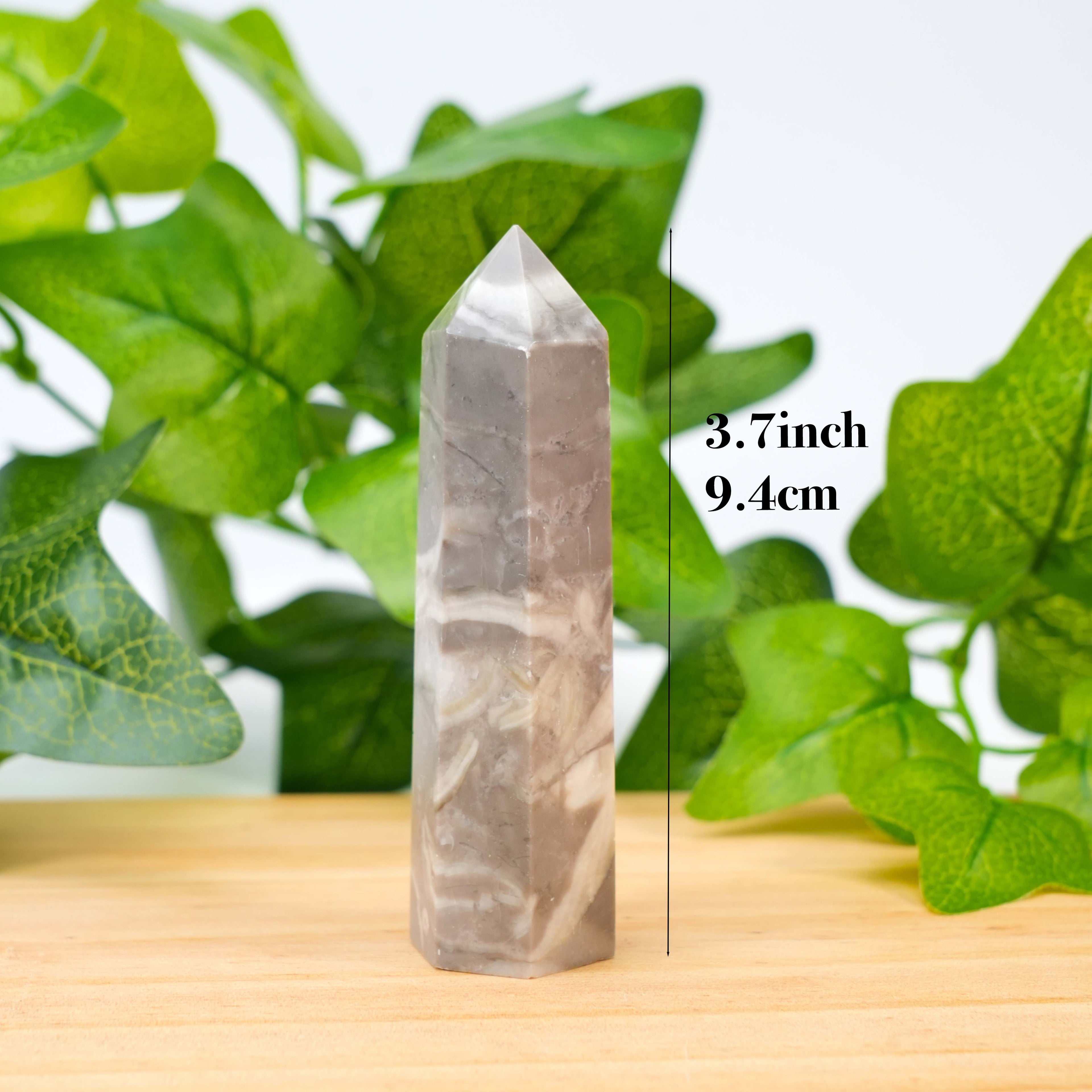 Picasso Marble Gemstone Tower, Polished Crystal Point for Healing & Meditation, Reiki Obelisk Wand for Home Decor, Spiritual Gift