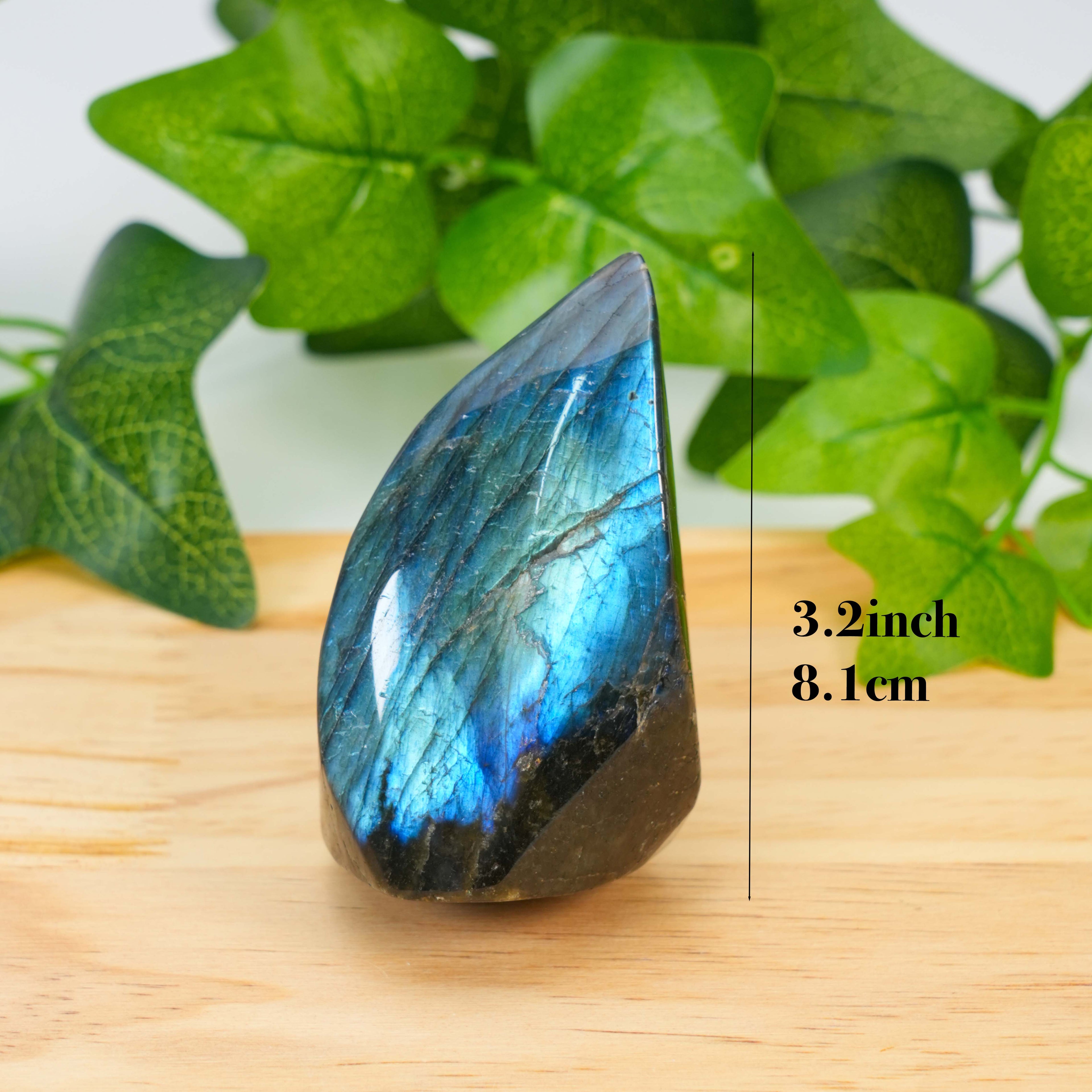 Natural Labradorite Torch Hand Polished Crystal Flame Sculpture