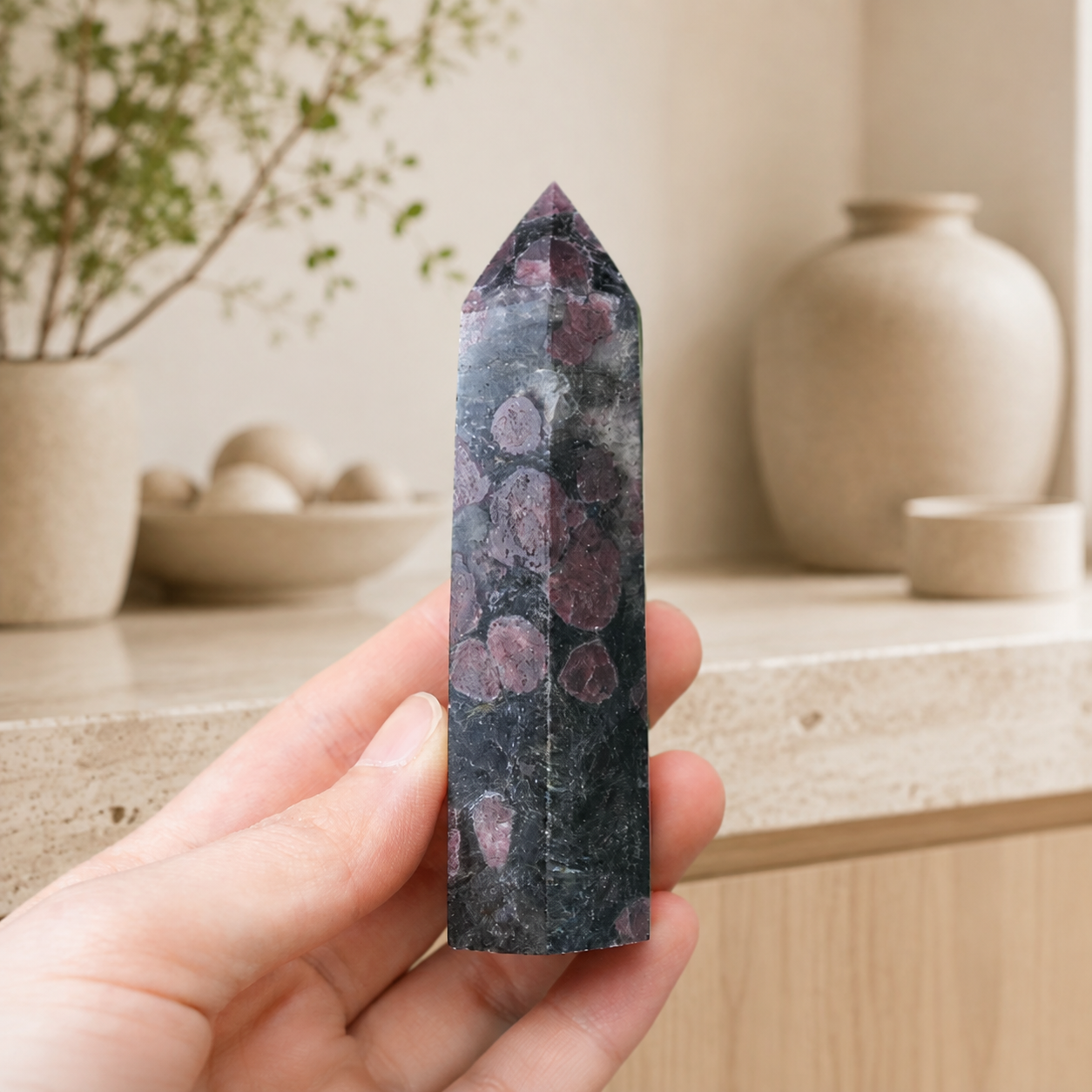 Astrophyllite Garnet Crystal Point Rare Radiating Mineral Tower for Transformation & Inner Fire