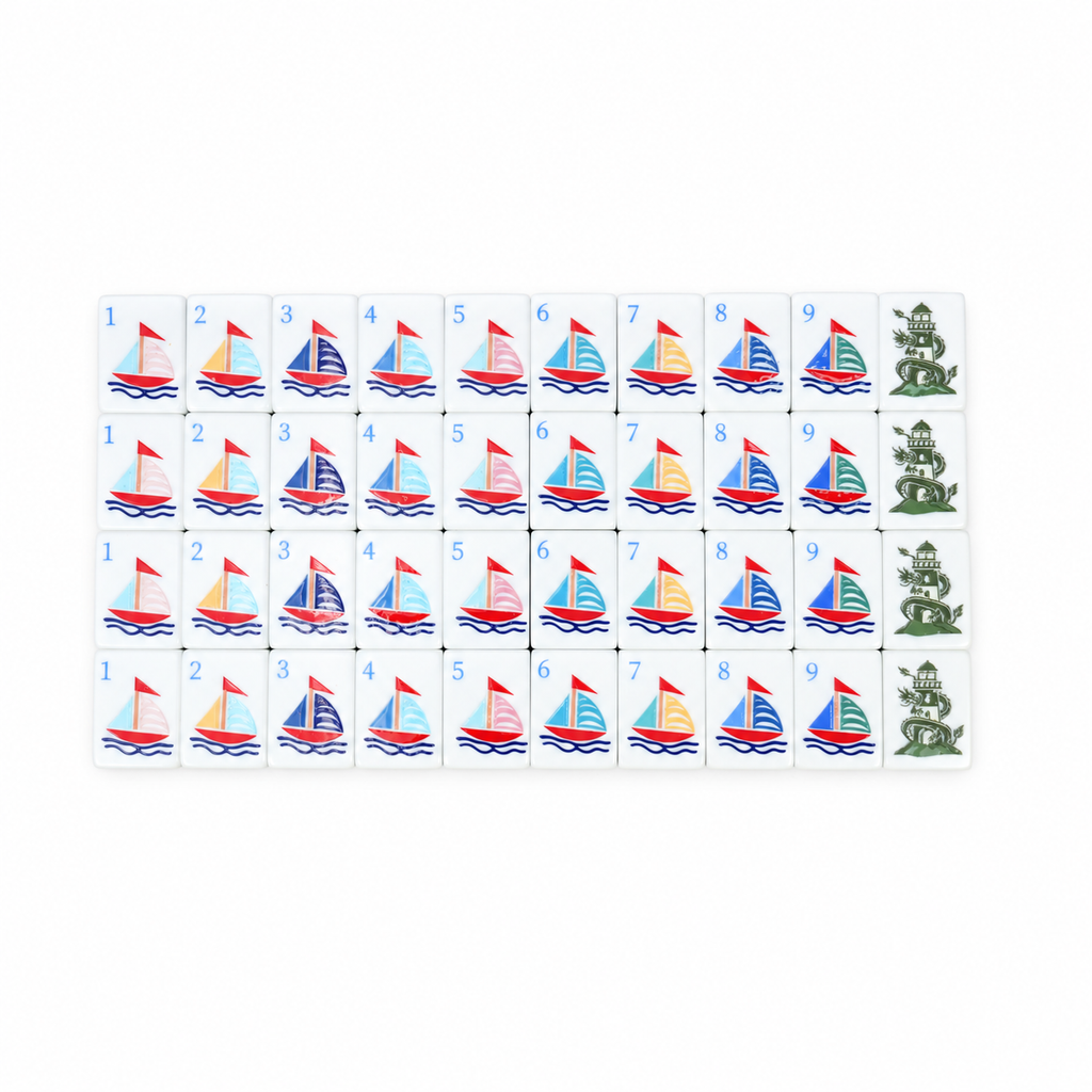 Azure Tides Mahjong Tiles Set