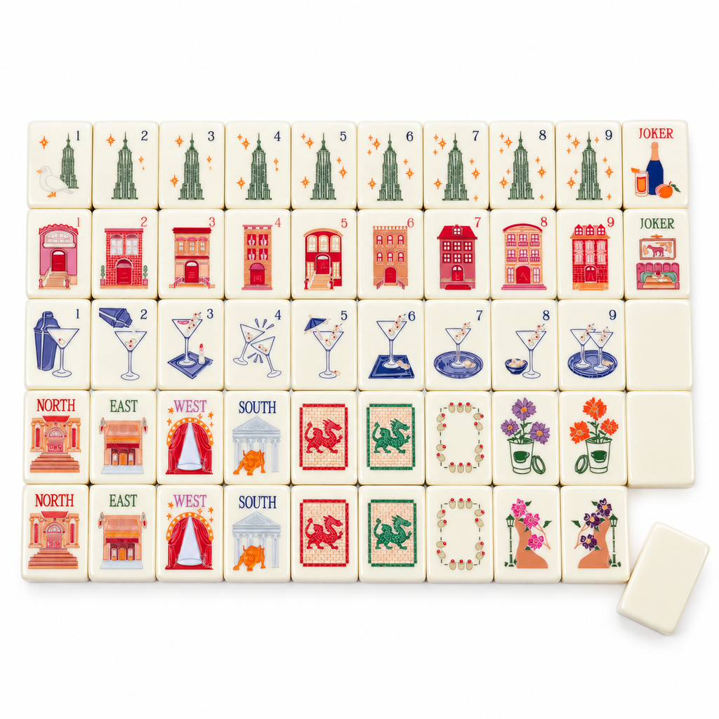 Blue Garden Pavilion Mahjong Set