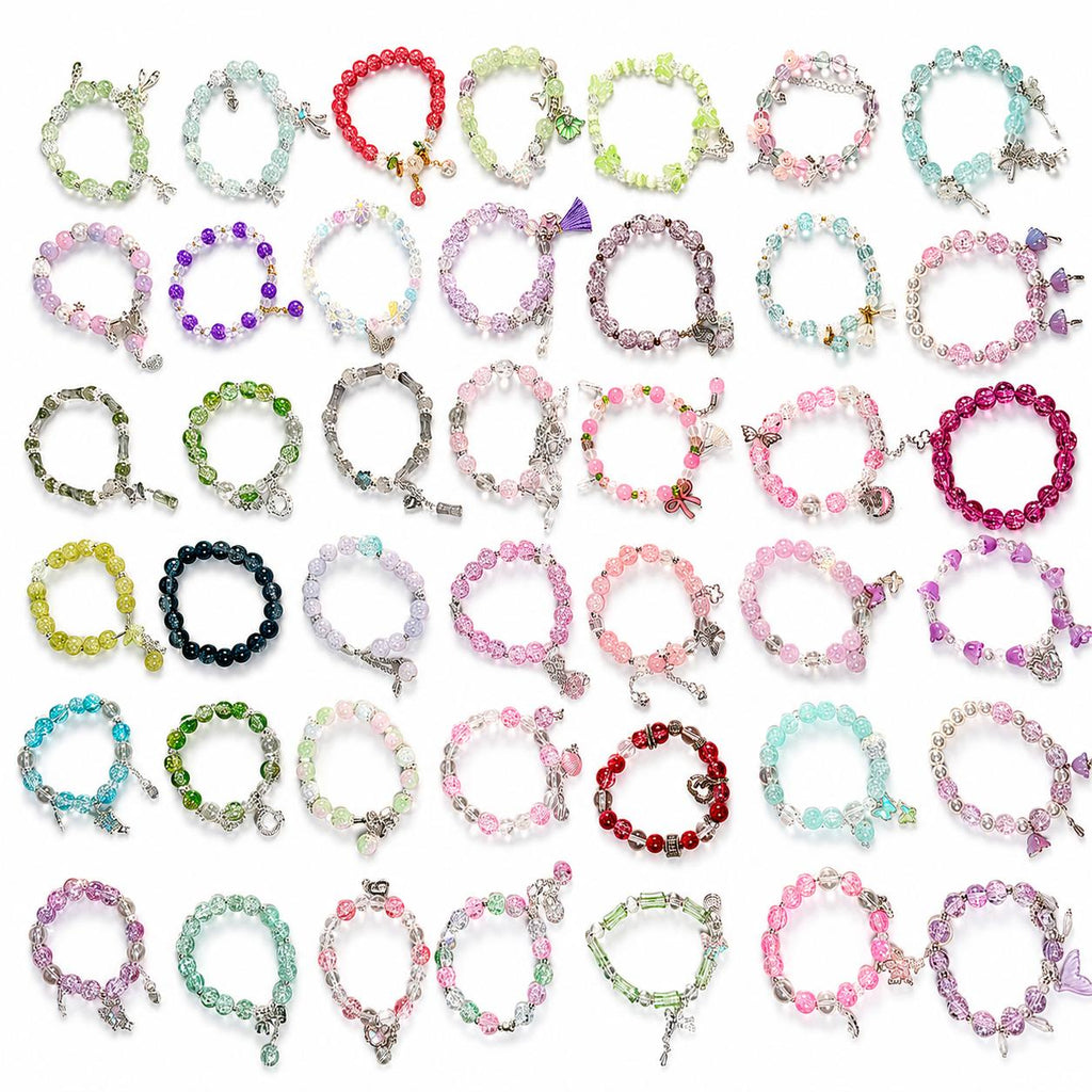Handmade Glass Bead Bracelets | Random Bulk Grab Scoop, Each Bracelet with Capsule Container
