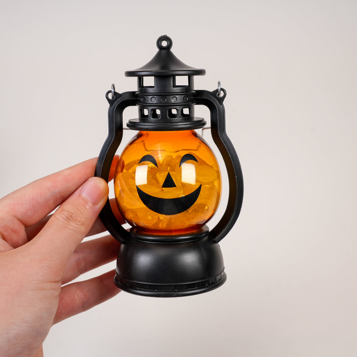 Halloween Pumpkin Face Mini Crystal Lantern, Portable LED Decorative Oil Lamp, Retro Small Hanging Lantern for Halloween Party Tabletop Home Decor