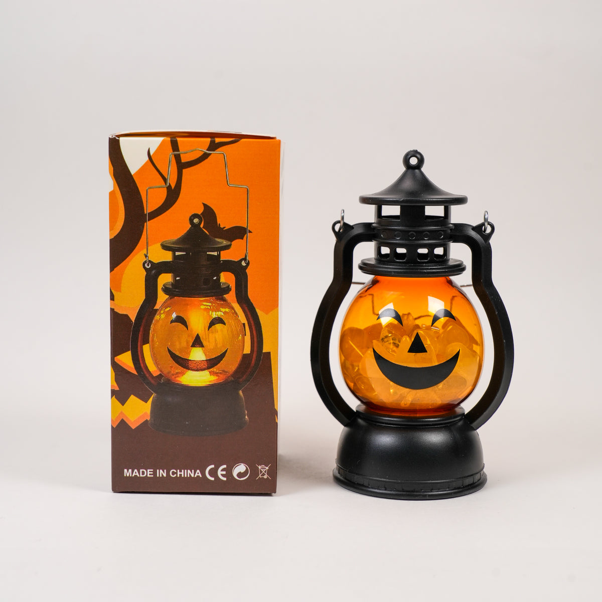 Halloween Pumpkin Face Mini Crystal Lantern, Portable LED Decorative Oil Lamp, Retro Small Hanging Lantern for Halloween Party Tabletop Home Decor